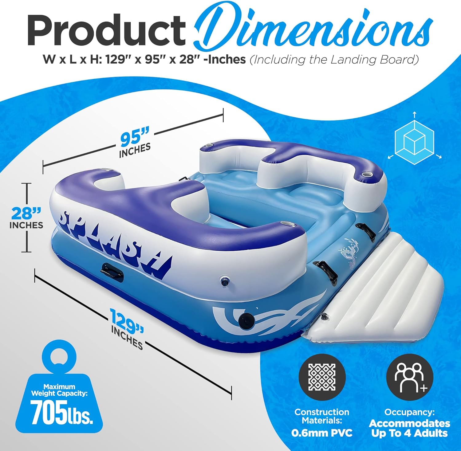 SereneLife Inflatable 4-Person Party Island Raft Liberia Ubuy