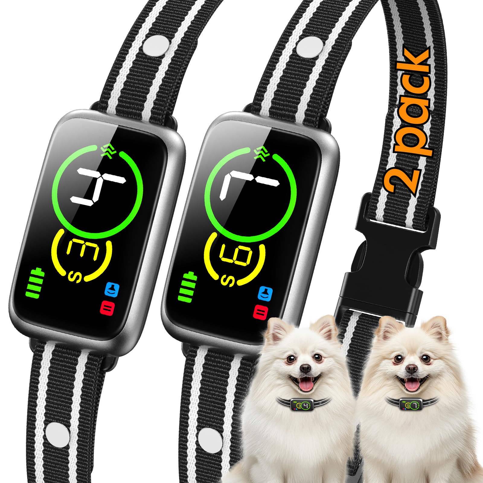 1S Stop Barking Smart Dog Bark Collar, Humane Anti Barking Device with Beep & Vibration, 7 Adjustable Sensitivity, Ultra-Light Bark Collar for Small