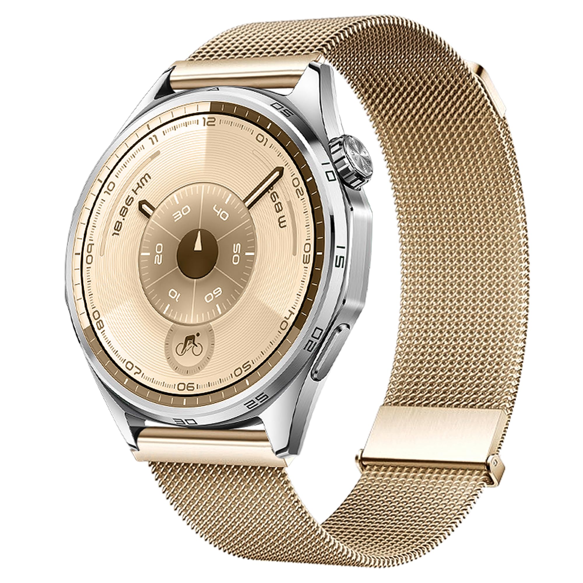 22mm Stainless Steel Mesh Strap Compatible with Huawei Watch GT6 Pro GT5 Pro GT6/GT5/GT4/GT3 46mm Quick Release Magnetic Metal Strap 22mm for Bip 6/GTR 4/Venu 3/Venu 4 45mm(No Watch) (Pale Golden)-image-47