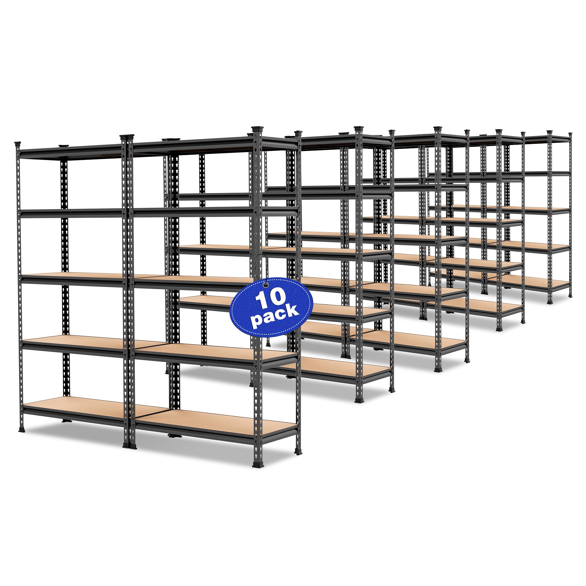 WORKPRO 5-Tier Metal Storage Shelving Unit, 36”W x 18”D x 72”H, Adjustable Storage Rack Heavy Duty Shelf with Particle Board, 4000 lbs Load Capacity (Total) for Garage Warehouse, Pack of 10