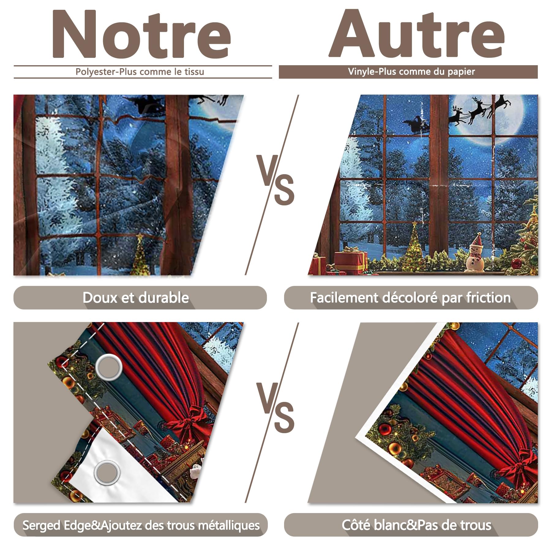 Luminora 3 x 2,4 m Joyeux Noël Sol Fenêtre Lune Renne Toile de Fond