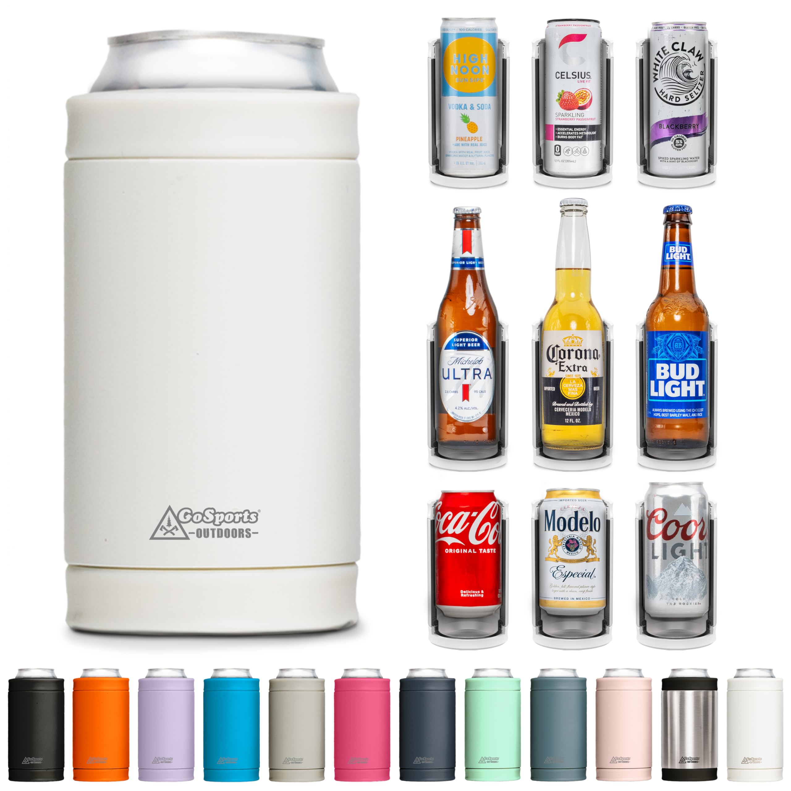3 in 1 Insulated Can Cooler - 15+ Colors - Universal Size for 12 oz Cans, Slim Cans, and Bottles