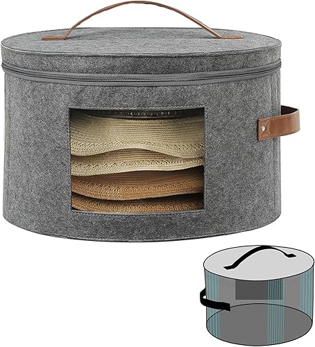 Qozary Caja de almacenamiento reforzada para sombreros, organizador de sombreros para mujeres y hombres, caja de sombrero de vaquero con paneles de