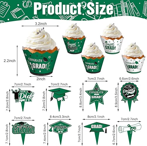 Miniatura 3 de Lincia 96 Pieces 2024 Graduation Cupcake Toppers Wrappers Cake Decorations 2024 Congrats Grad Cake Topper and Wrapper Graduation Party Supplies