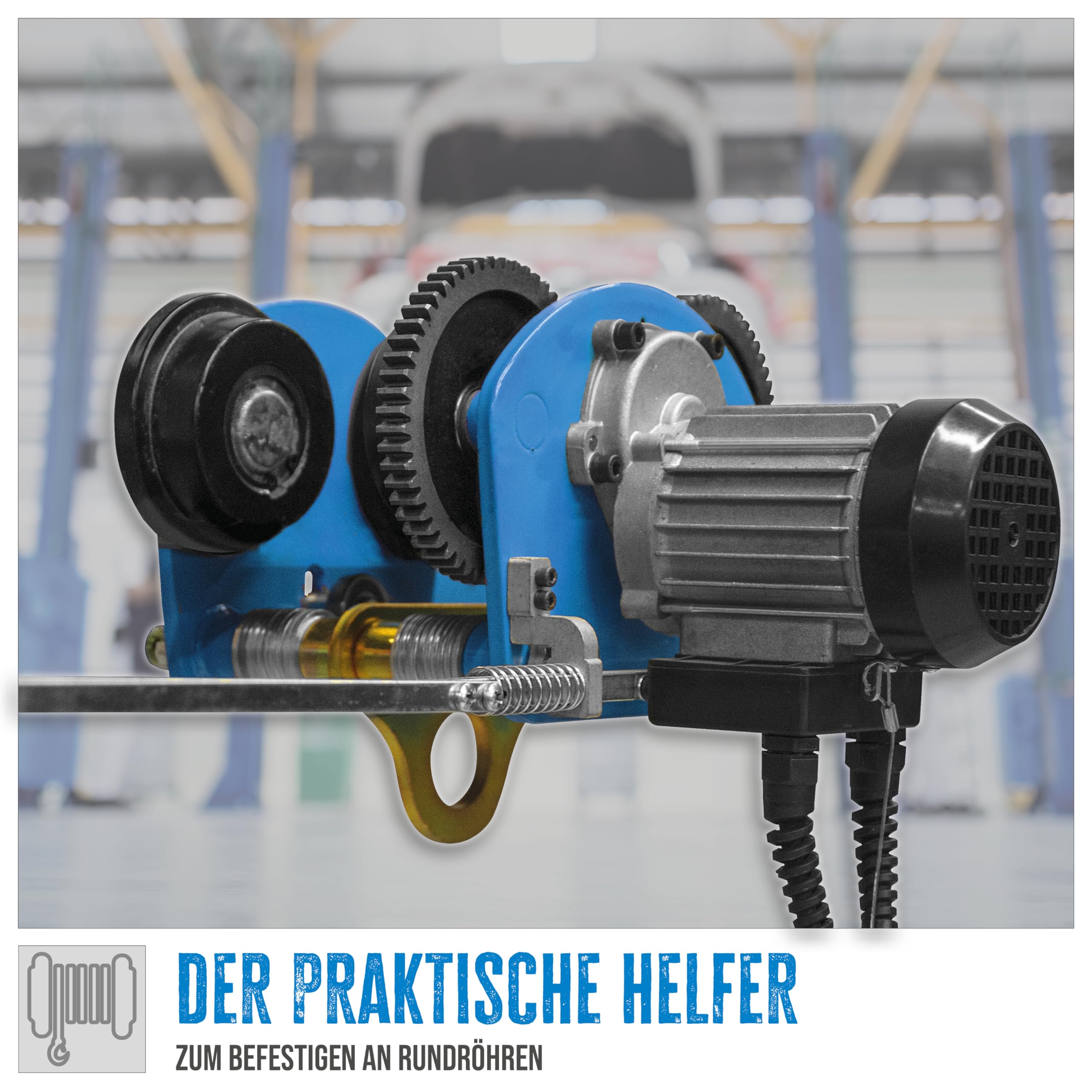 Güde 1717 Laufkatze GLK 1000 (230 V, 200 W Motorleistung, 1000 kg max. Gewichtsbelastung, 5 m Bedienkabellänge, Endabschaltung in beide Laufrichtungen, Halter für Seilzüge und Kettenflaschenzüge)