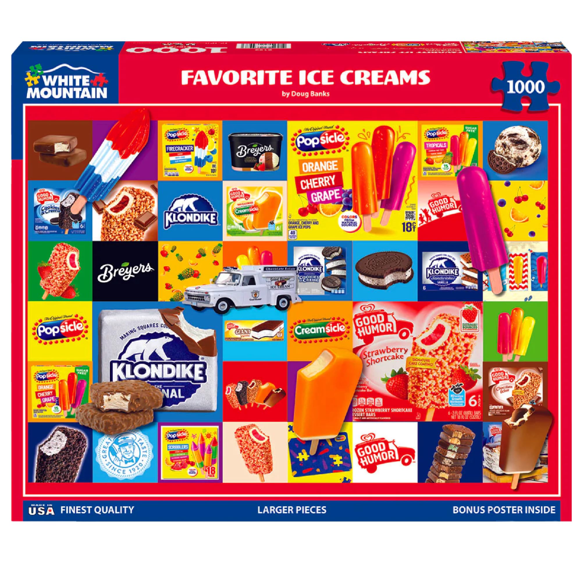 White Mountain Puzzle da 1000 pezzi vintage collage di cibo puzzle per famiglia e adulti - gelati preferiti