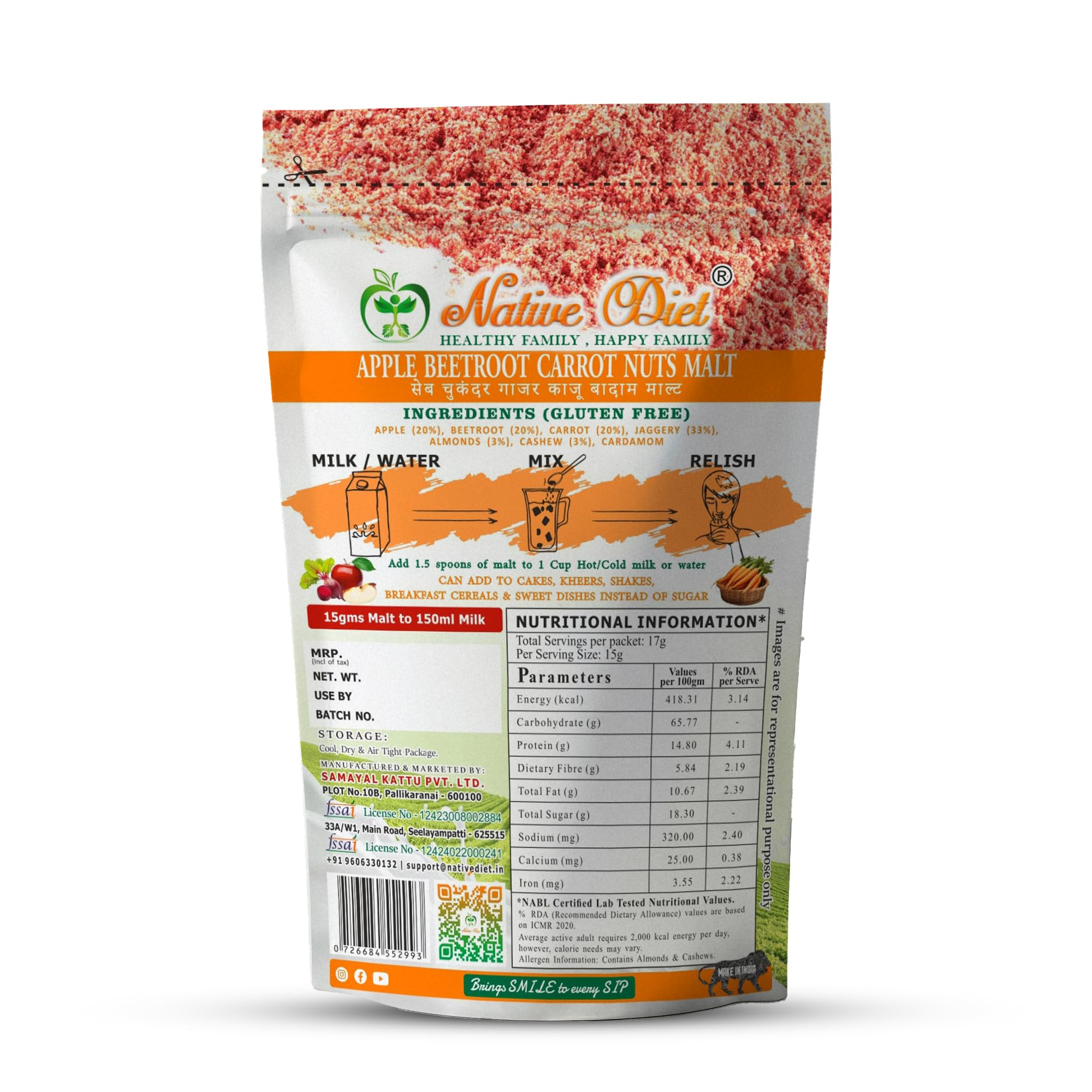 Native Diet ABC Malt|Ultimate Health Drink For Energy & Immunity|Nutritional Milk Mixes|Vegan Friendly|Tasty & Healthy|Stamina & Immunity Boost|All Natural Ingredients|Healthy Drink ((250*2 )500,ABC) - Image 2 thumbnail