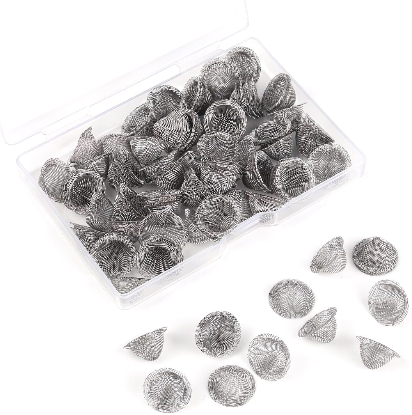 100 Pieces Stainless Steel Mesh Clean Screens 1/2 Inch Pipe Screens with Tapered Design with a Storage Box - Amazon product rated Grade C