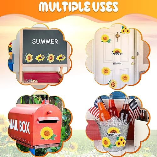 Miniatura 4 de 12 imanes de girasol para nevera, girasol, automóvil, arte vintage, calcomanías magnéticas extraíbles para nevera, lindo casillero para oficina,