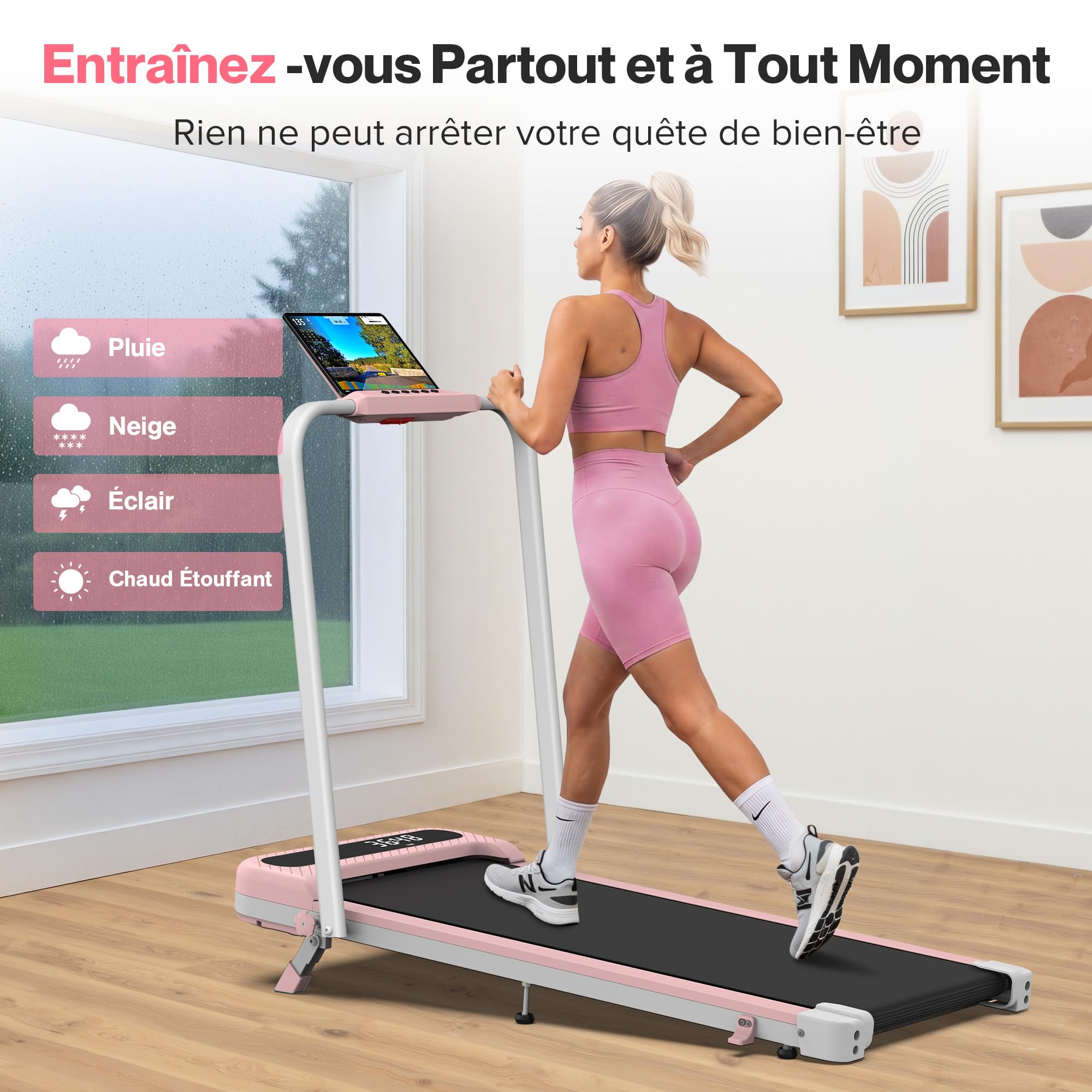 Cardirun Tapis de Course 6 en 1, Tapis de Marche Pliable Inclinable 10%