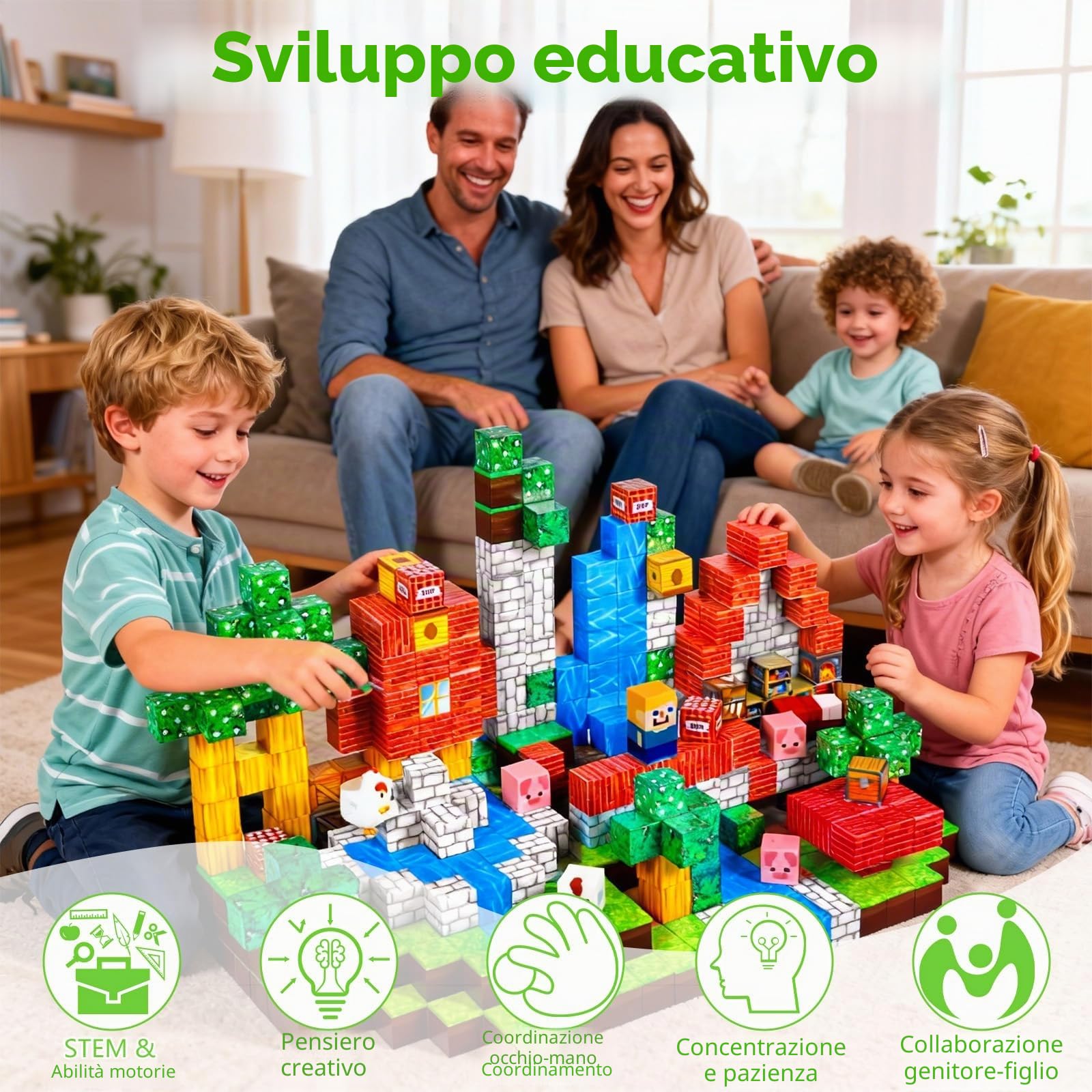 Costruzioni Magnetiche per Bambini, 110 Pezzi Costruzioni Magnetiche, Giocattolo Educativo Montessori per Bambini 3 4 5 6 7 8 9 10 Anni, Regali Di Compleanno 3-10 Anni