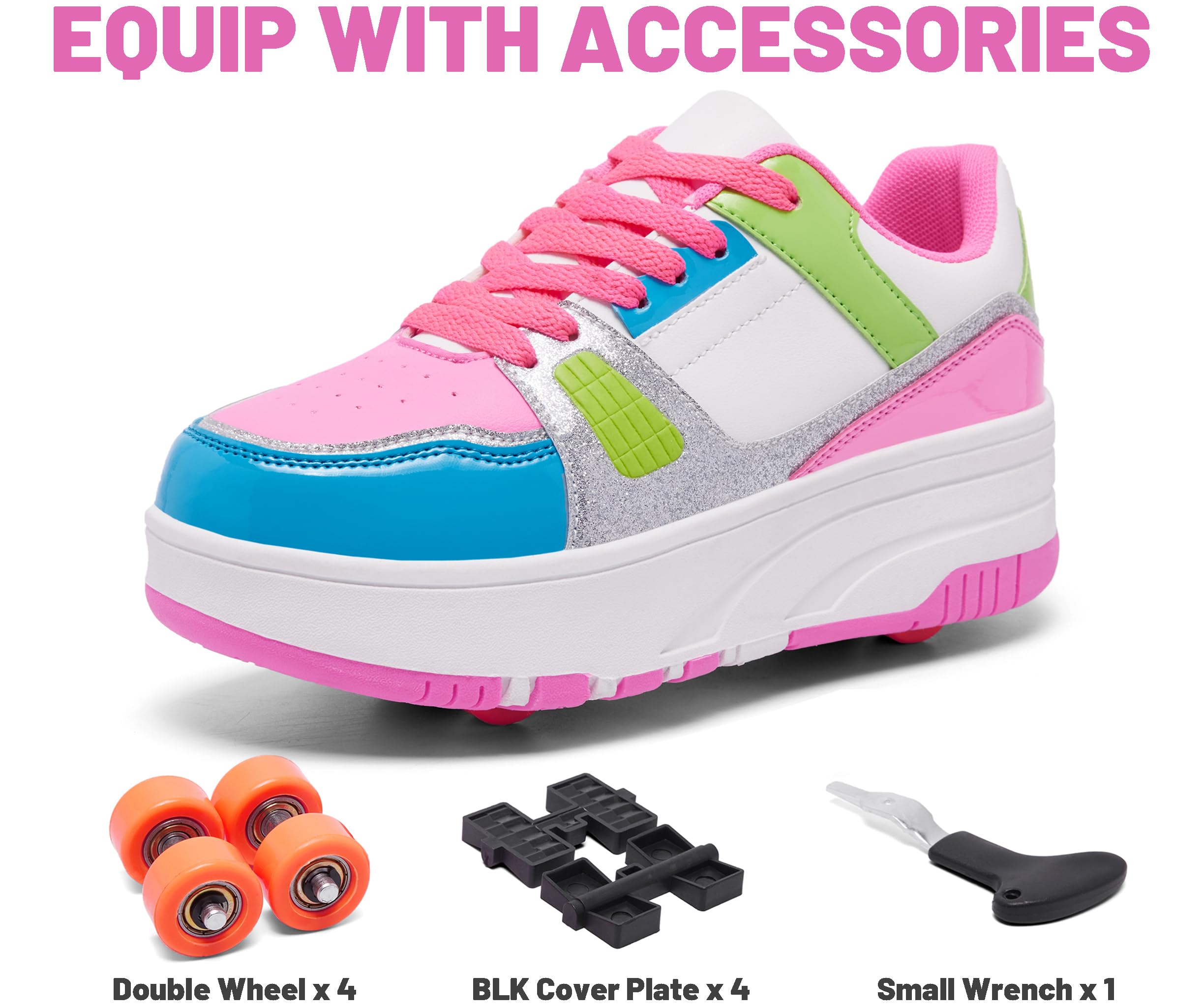 ANEFUN Ragazzi Ragazze Scarpe con Ruote Pattini Pattinaggio Bambini Pattini a Rotella Scarpe con 4 Ruote Rimovibili Comfort Sport Outdoor per Bambini