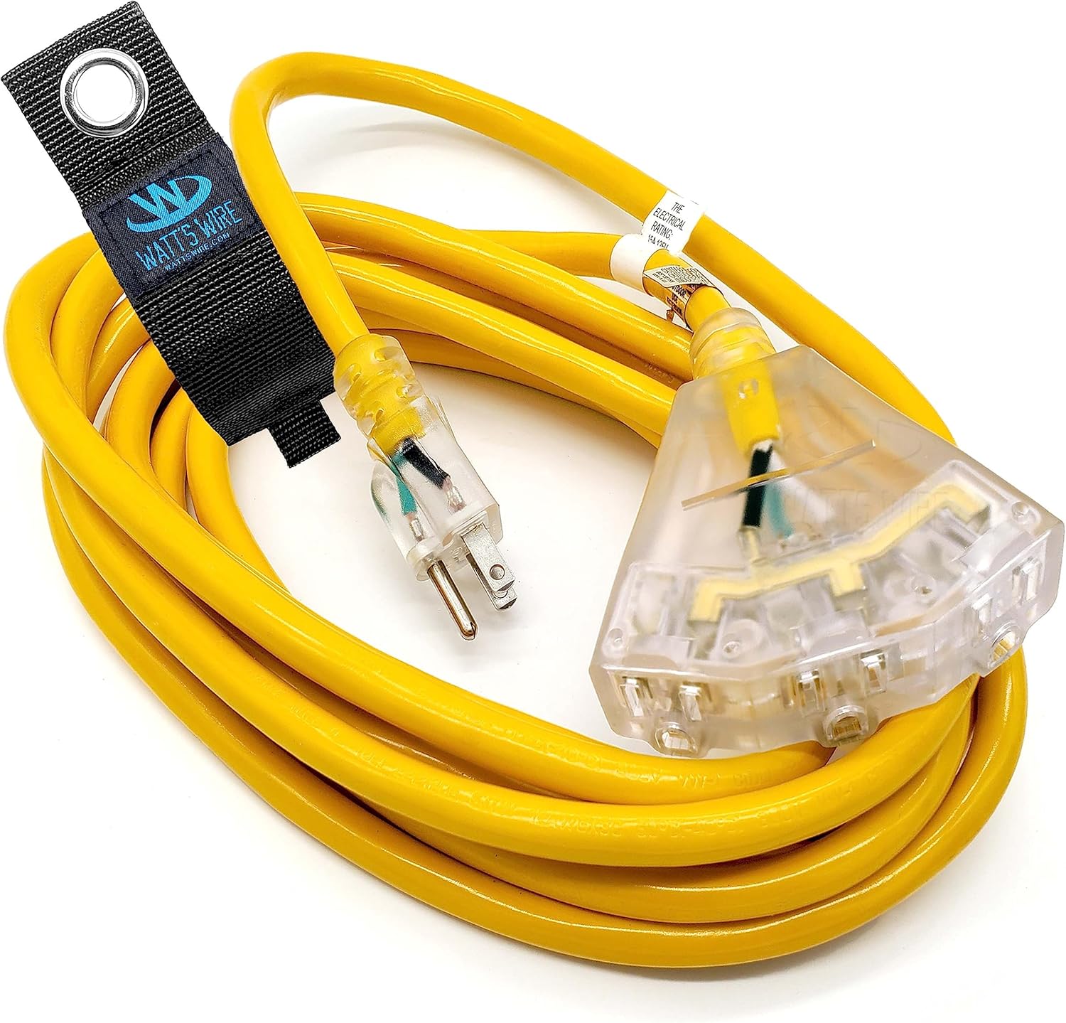 15 ft 12 Gauge Heavy Duty Extension Cord 3 Outlet Lighted SJTW Indoor/Outdoor