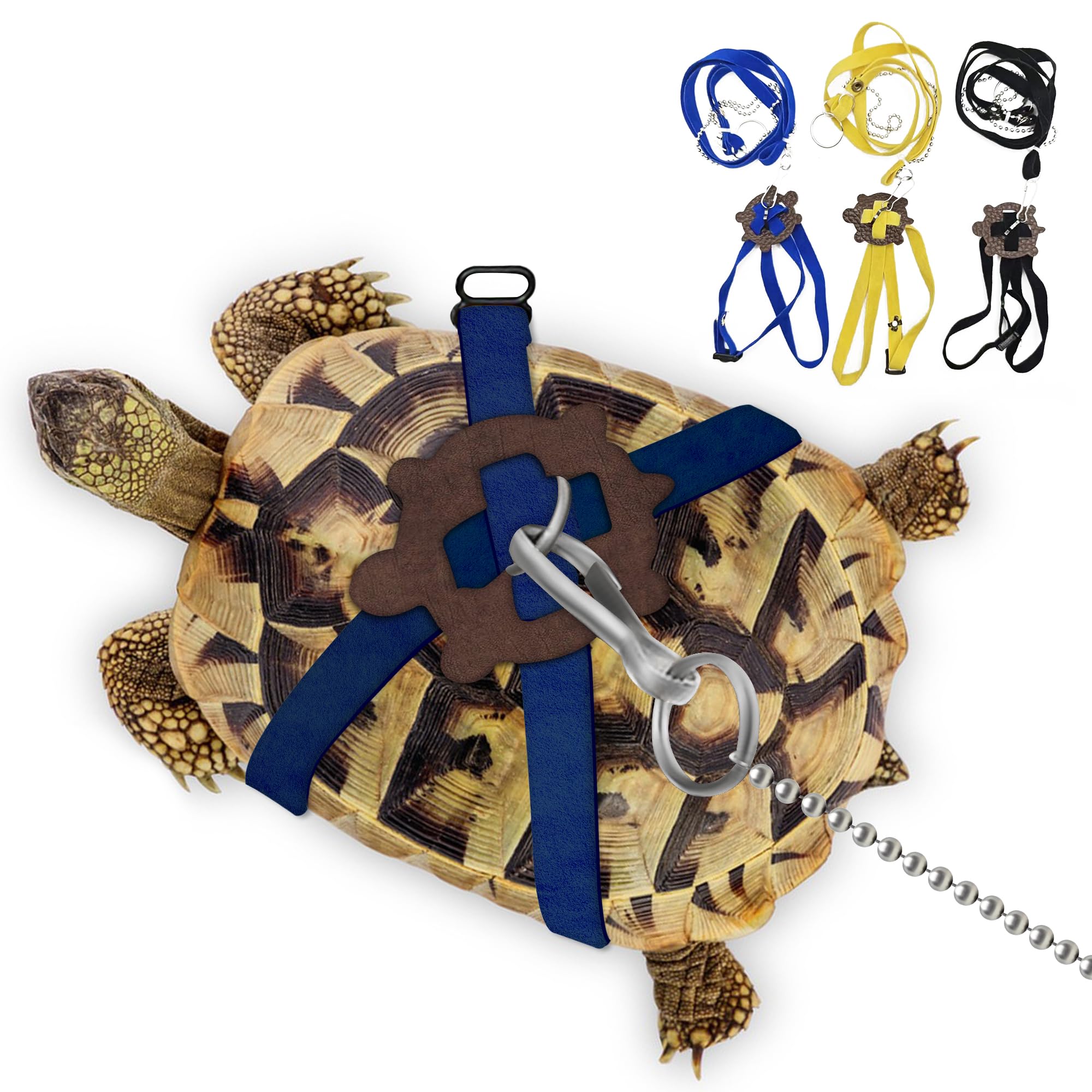 HOKABLE Pet Turtle Leather Harness and Control Leash for Tortoise Supplies - Adjustable, Blue