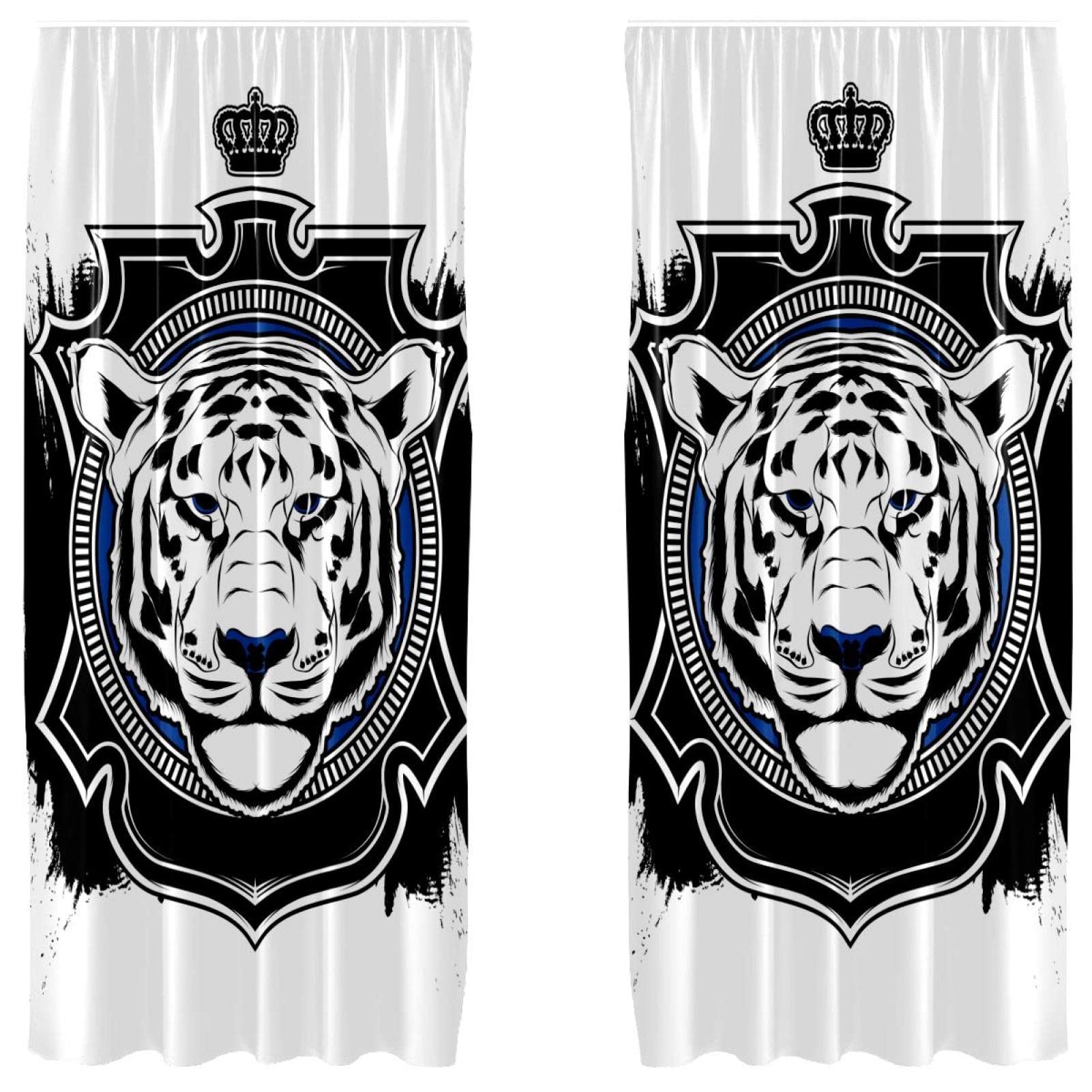 Rideaux de fenêtre noir King Tigre 139x213 cm pour salon