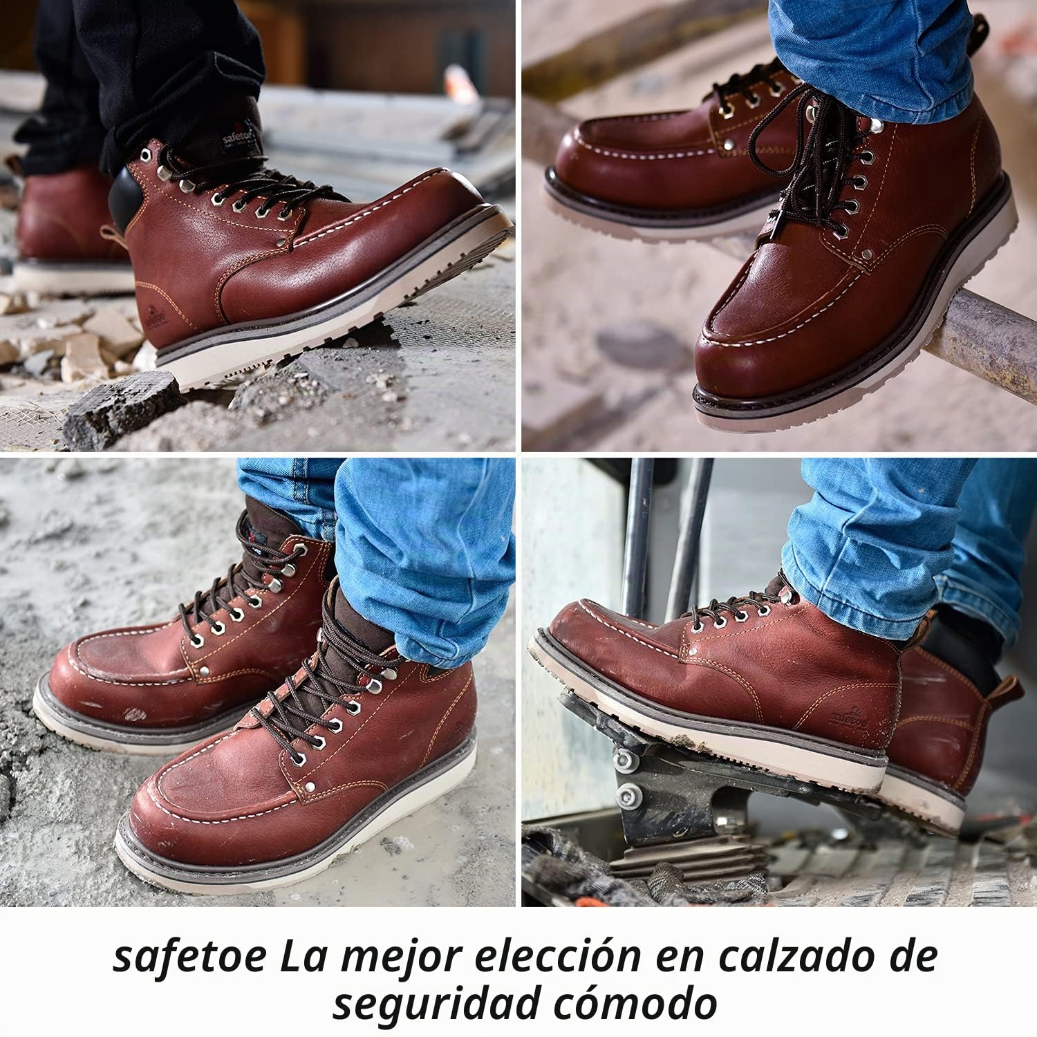 SAFEYEAR Safetoe Zapatos de Seguridad para Hombres y Mujeres, M-8076 Botas de Seguridad de tipo Cuero Impermeable, Dedo del pie Moc Ligeros Calzado Para Plantilla mas Comodas,EU 42