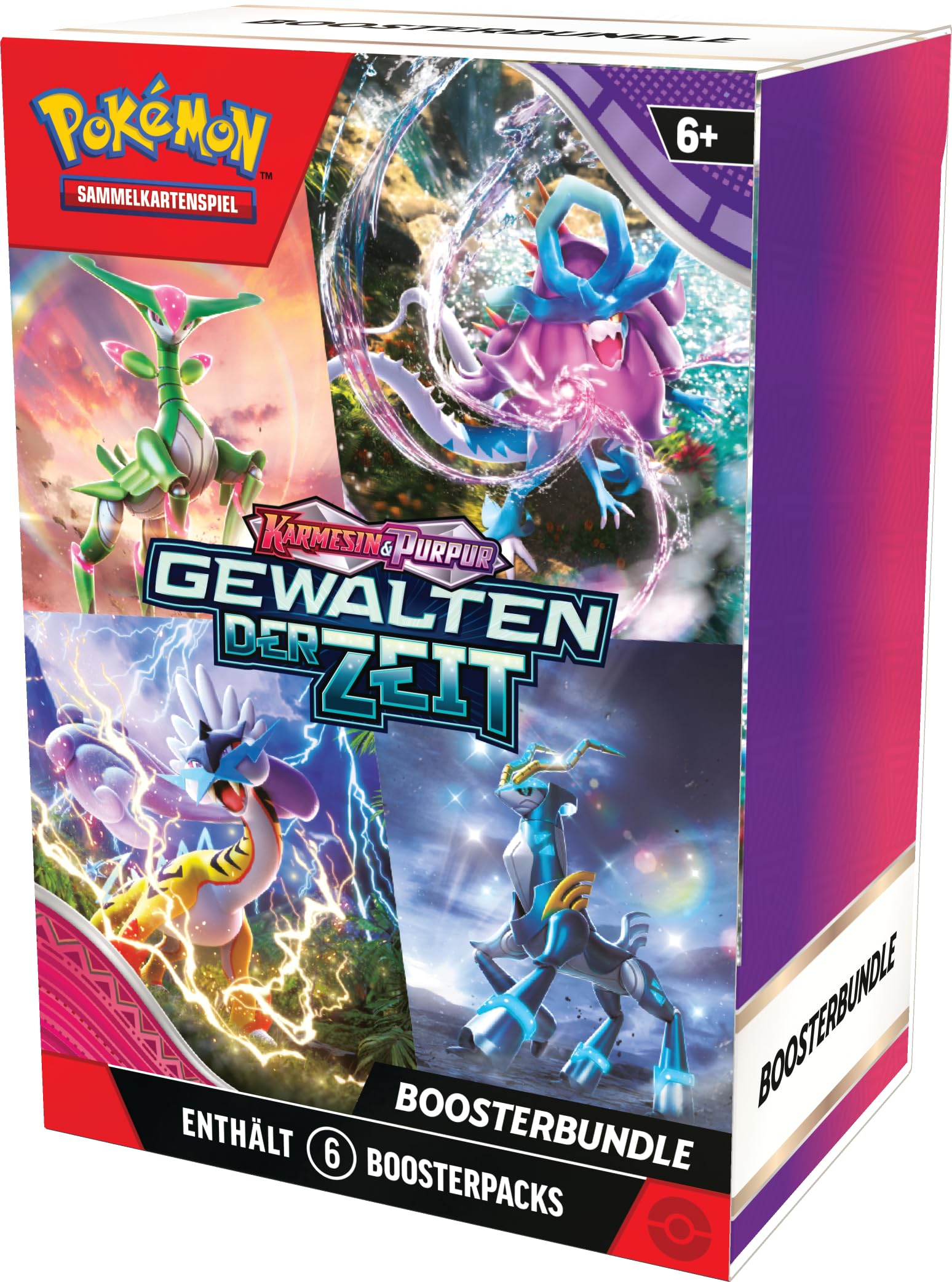 Pokémon-Sammelkartenspiel: Boosterbundle Karmesin & Purpur – Gewalten der Zeit (6 Boosterpacks) (Produkt auf Deutscher Sprache)