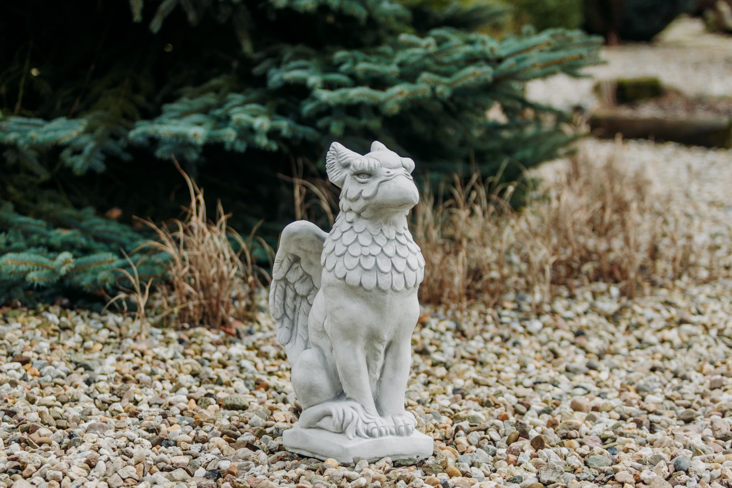 gartendekoparadies.de Greif ein mitico Leone e Aquila Figura Pietra H 55 cm 30 kg Grigio Ghiaccio Antigelo per Esterni