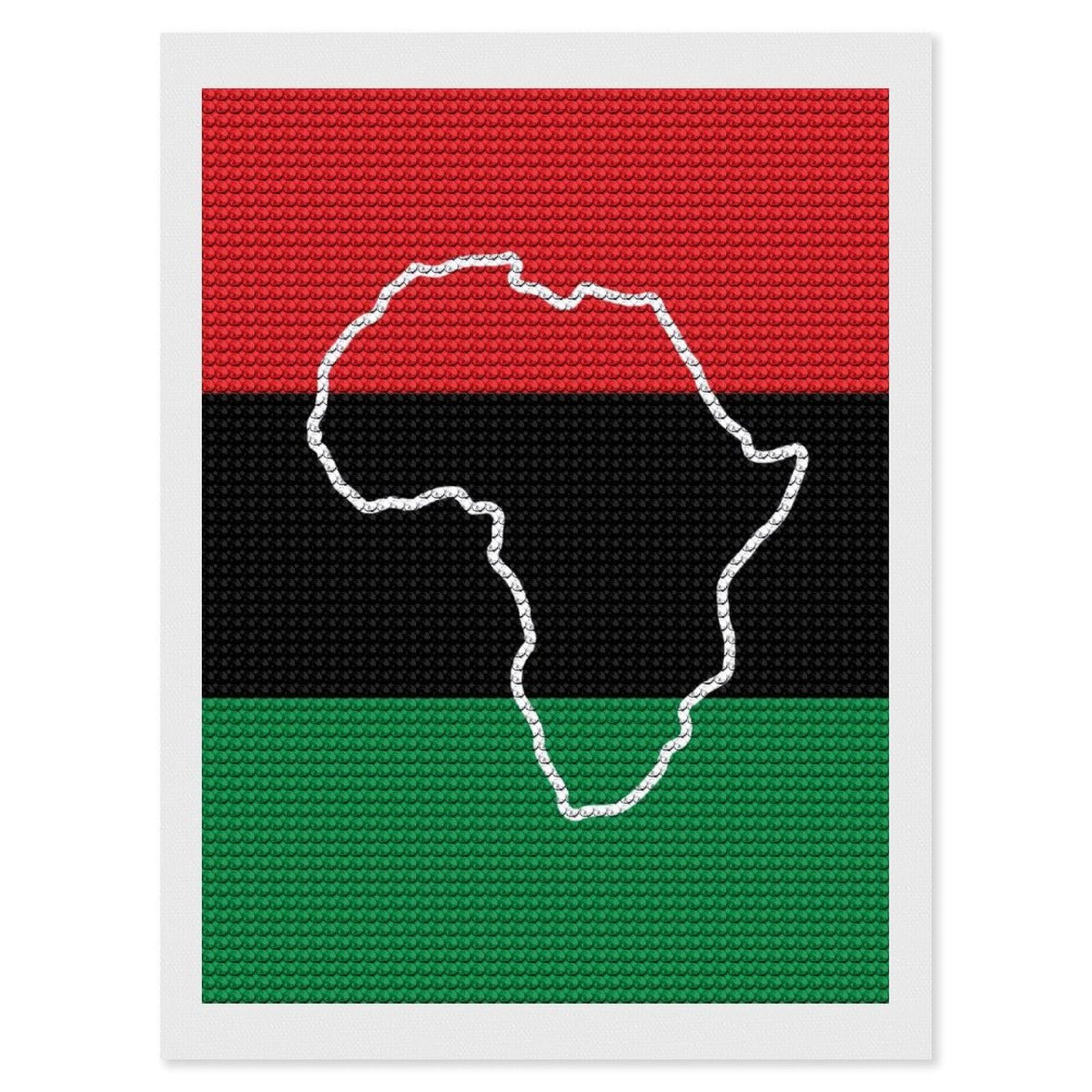 Nclqvjxzkhw Style African Am-Ericans Flags Diamond Art Painting For Adult Round Diamonds Pictures Arts Crafts Home Wall Decor 12"X16"