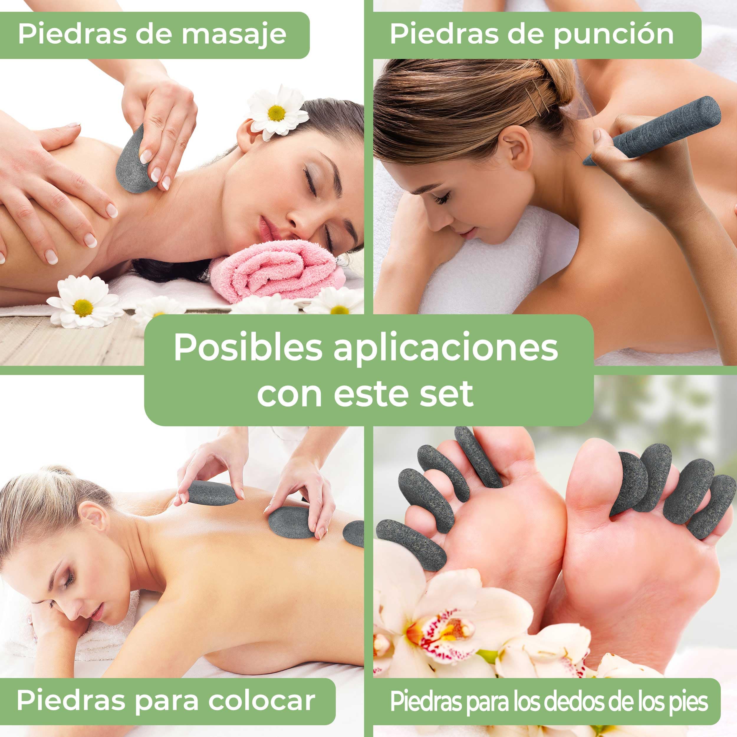 Hot Stone Massage Set PROFESIONAL con 52 Piedras Calientes de Basalto Auténtico Certificado para uso Doméstico, Principiantes, Profesionales y Aplicaciones Especiales