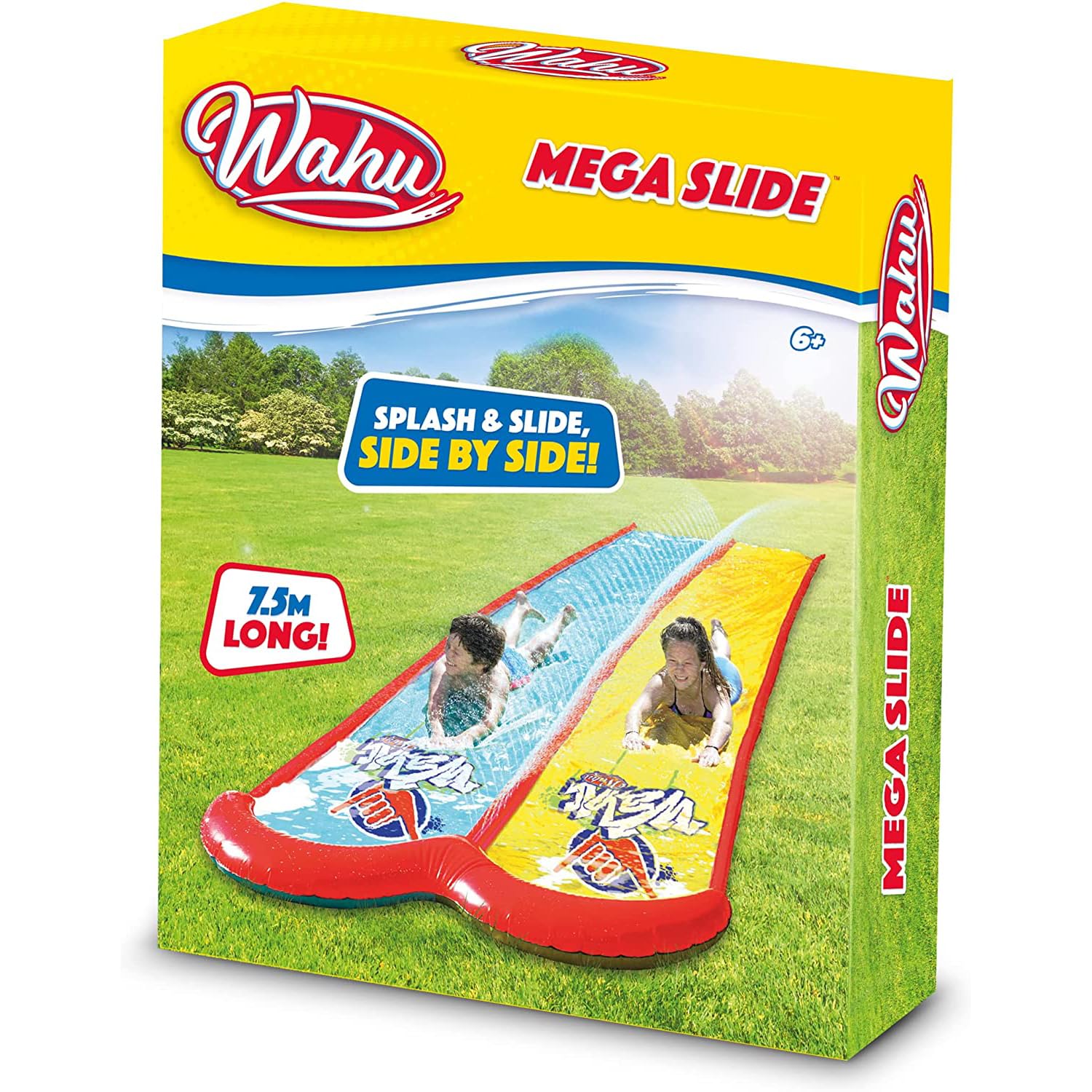 WAHU Doble Pista Deslizante, Juego para aire libre niños y niñas, Diversión refrescante para todo el verano, 750 cm de largo, Multicolor