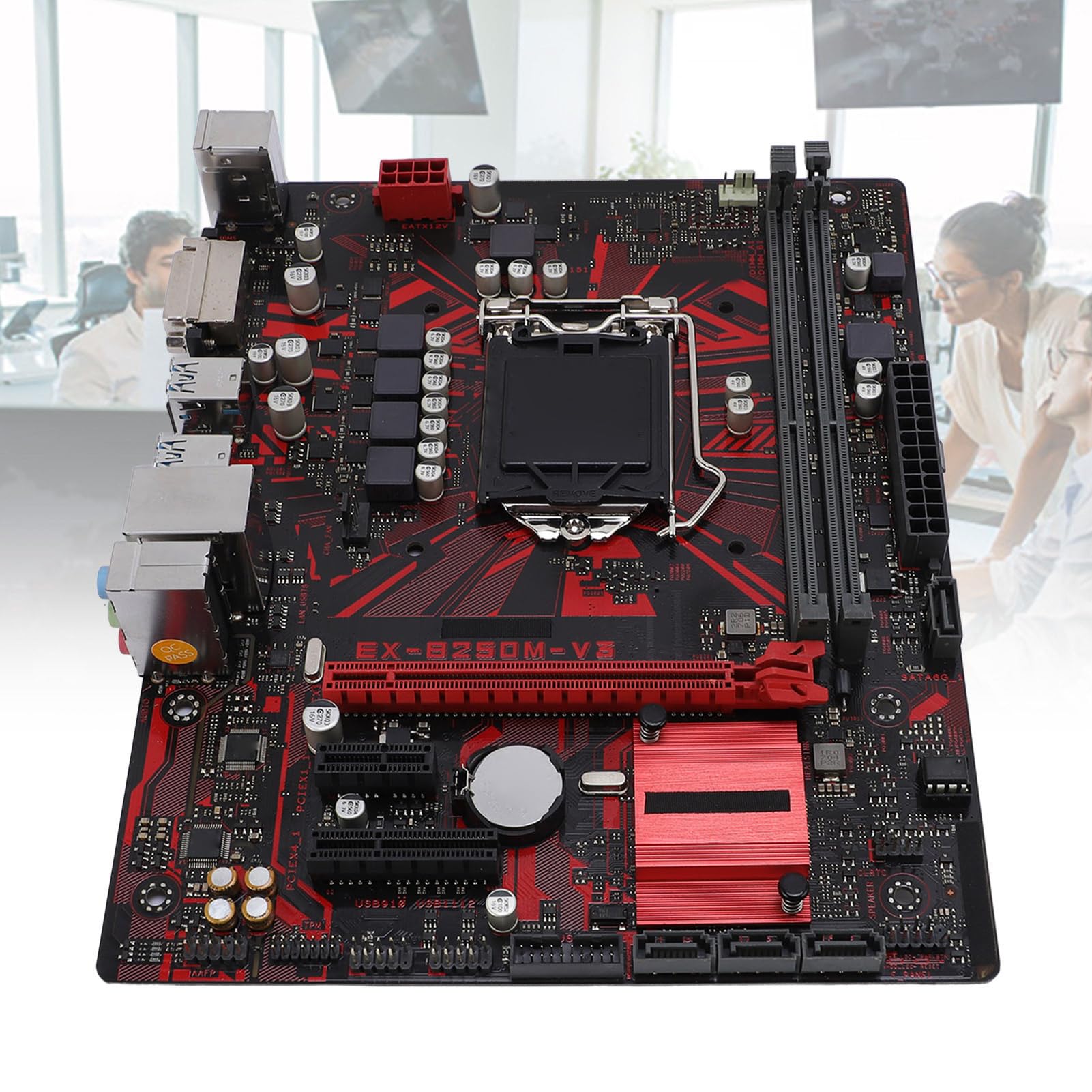 KIMISS Placa Base de Escritorio B250M-V3 M-ATX para LGA 1151, Compatible con Core I7/i5/i3 de 7.ª/6.ª Generación, DDR4 de Doble Canal a 2400 MHz, PCIe 3.0, Salida DVI, LAN Gigabit o Integrada