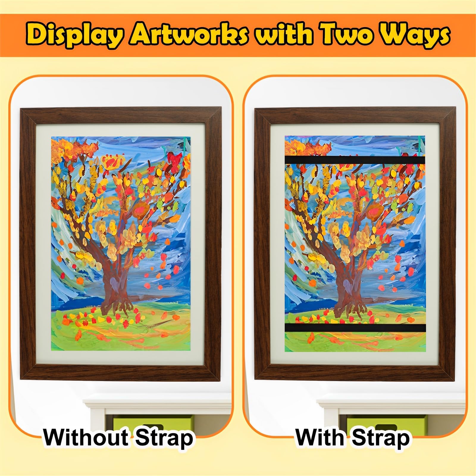 Agrichamer Kinder Kunstwerk Rahmen - Für Zeichnungen & Bastelarbeiten, Holz & Acryl