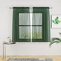 Vista 35 de UPOPO Paneles de Cortina Beige Pequeños Cortinas Transparentes de Gasa de 16 Pulgadas de Largo Cortinas de Cocina de Voile con Textura de Lino