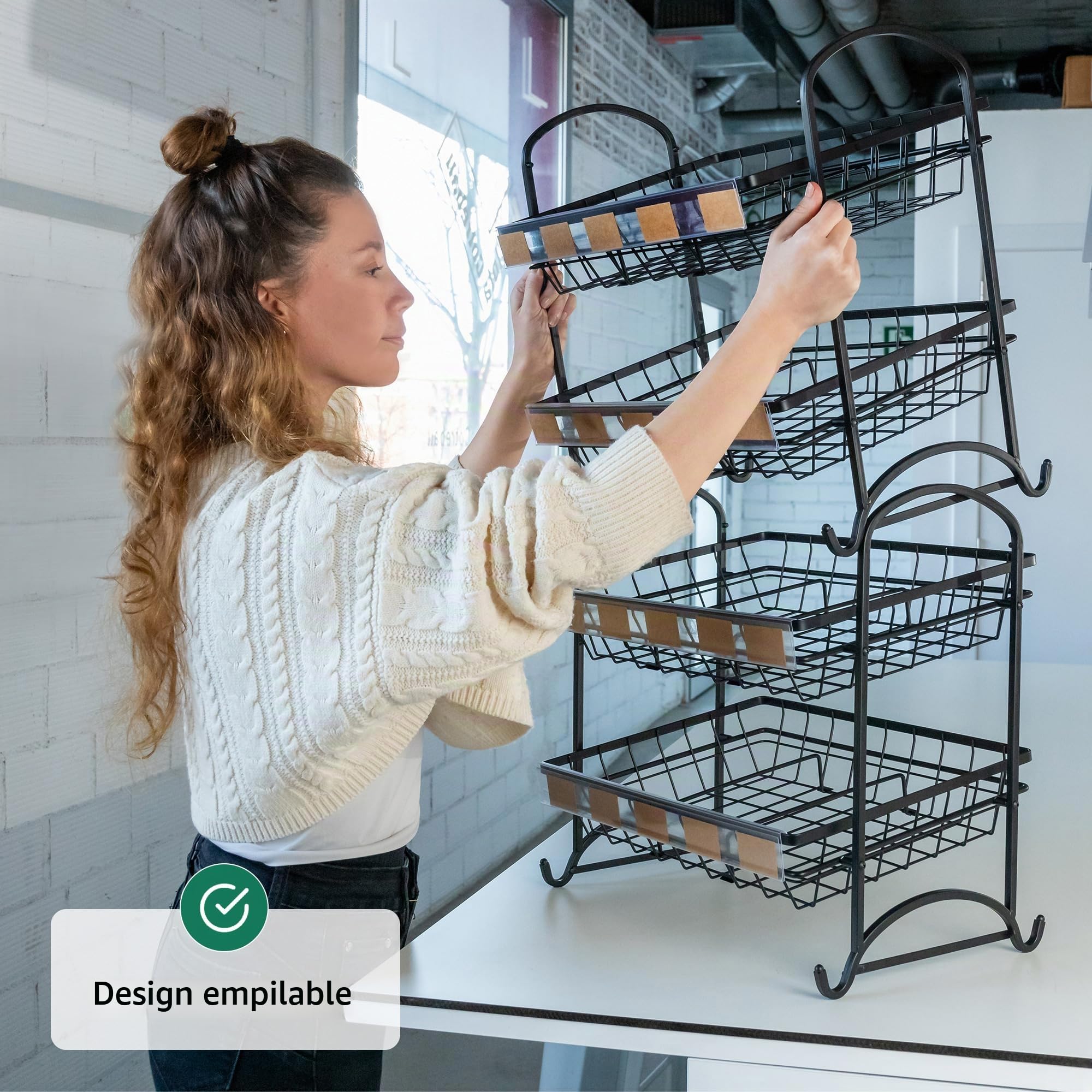 ODOXIA Présentoir à Bonbons Empilable | Présentoir à Snacks Pour Comptoir | Étagère à Snacks | Pour Magasin | Pour Le Bureau Ou La Maison (2-Pack)