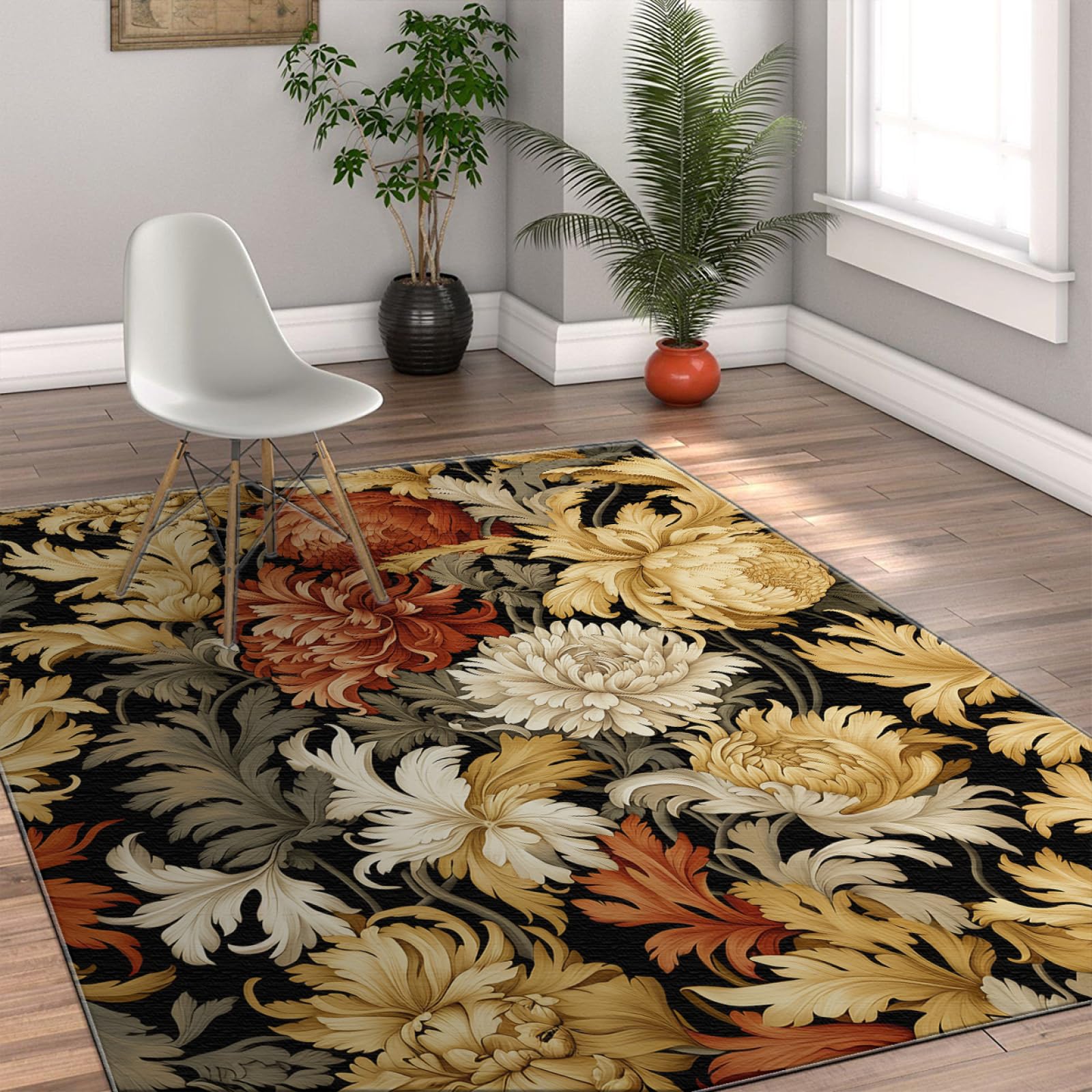 Dywaniki do wnętrz i na zewnątrz do salonu kwiatowy zmywalny dywan boho dom wiejski antypoślizgowe maty pod drzwi do wejścia na taras werandę patio 160 x 230 cm