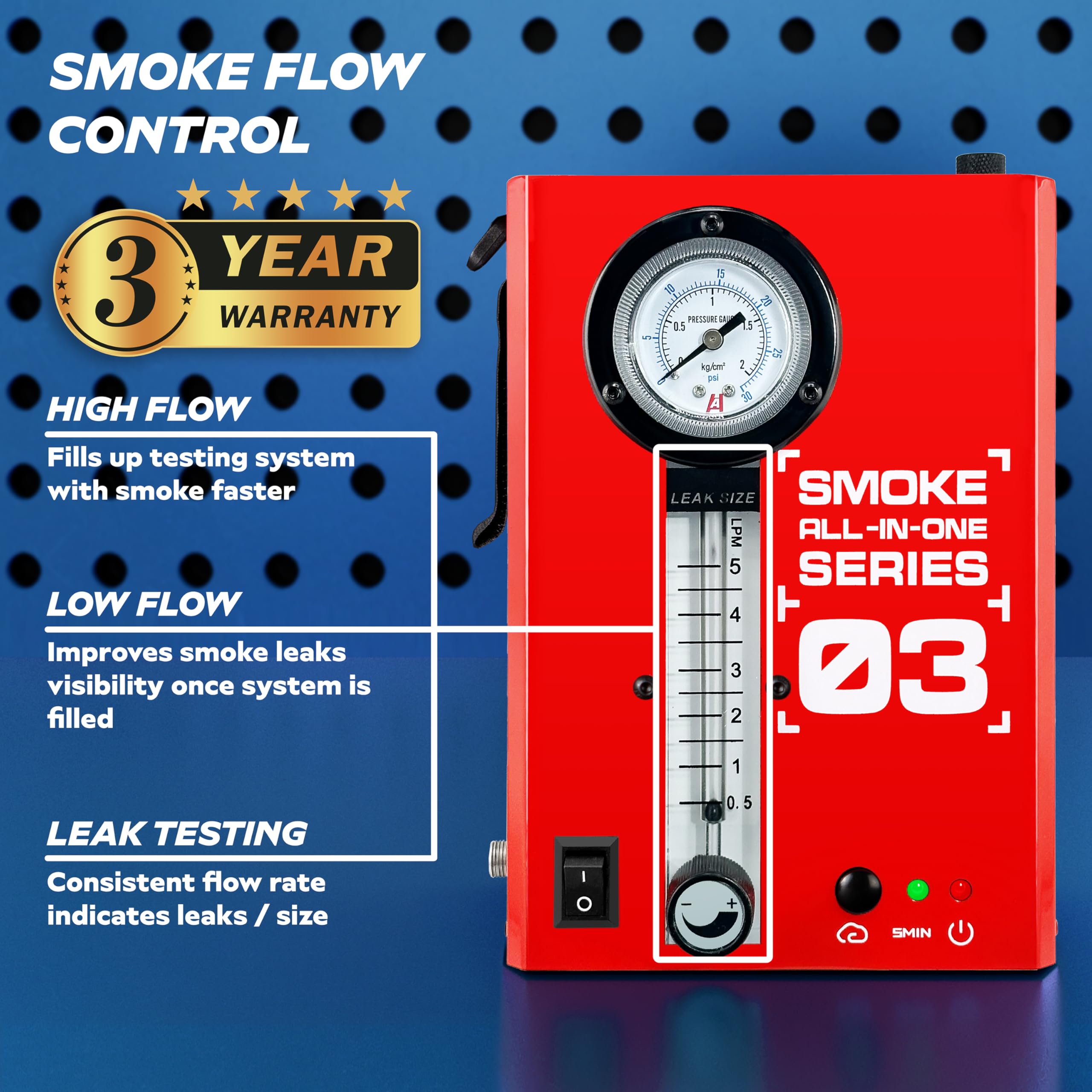 *Modelo de actualización 2025* Máquina de humo automotriz con el mejor líquido de humo clasificado - Detector de fugas EVAP con compresor de aire incorporado - Modelo 03 Plus - Kit de herramientas