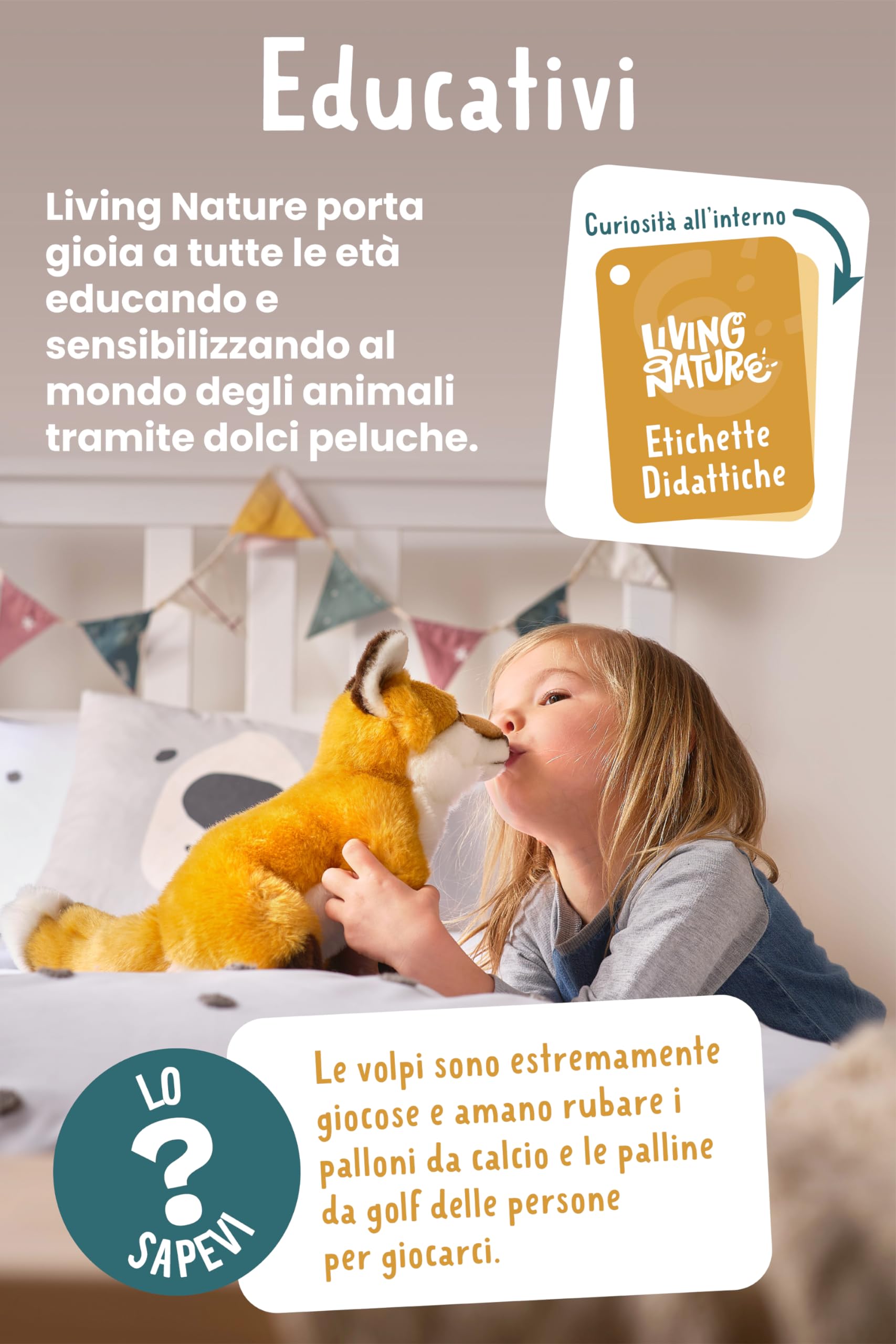 Living nature Peluche di Mucca delle Highlands Marrone | Giocattolo Morbido per Bambini | Ecologico Naturli | 22 cm
