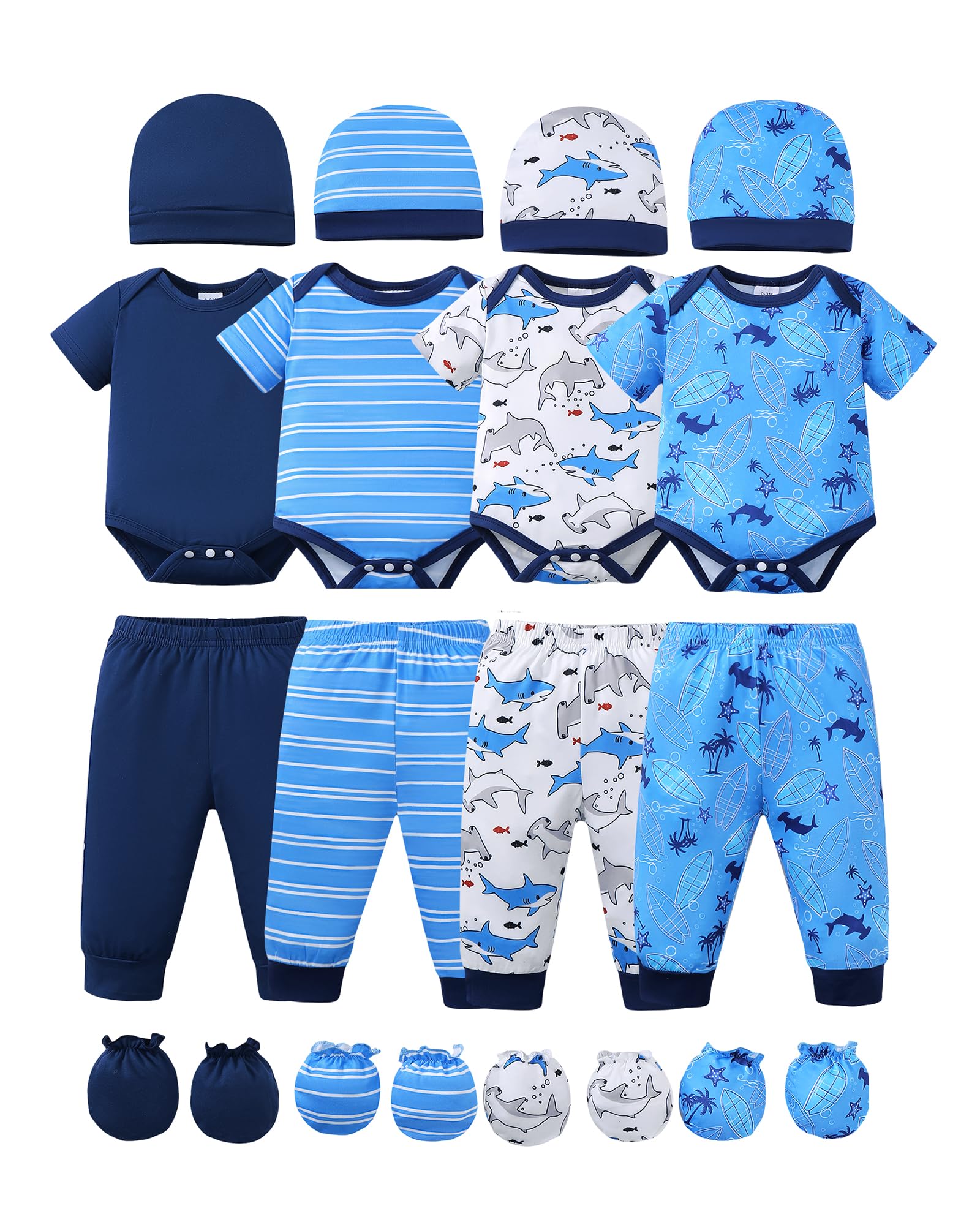 NZRVAWS Newborn Baby Boy Girl Clothes Unisex Preemie Infant Must Have Pants Set Outfits 0-18 Months 20 Pcs Essentials Gift