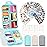 3 Pack 14 Grids Travel Pill Organizer Box with 415-Pcs Medicine Name Labels - Pocket Daily Pharmacy Case Container Kit - Travel Medication Holder Dispenser for Fish Oil Vitamin, Khaki+Grey+Sky Blue