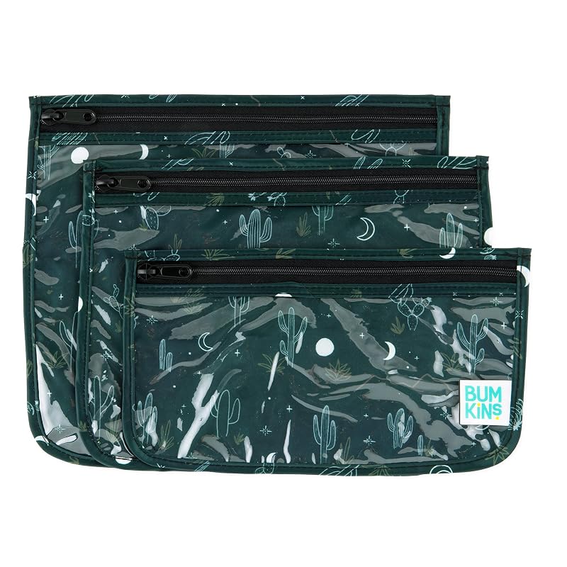 Bumkins Necessaire de viagem transparente com zíper, conjunto com 3 tamanhos