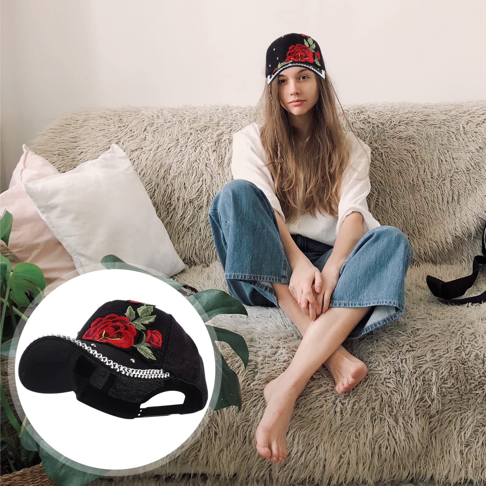 SOIMISS 2 Pz Moda Cappellini Ricamati Floreale Estate Baseball Versatile Uomo a Prova di Sole Cappello da Sole Visiera Sole-Sole per Donne Fresche Casual Diamante