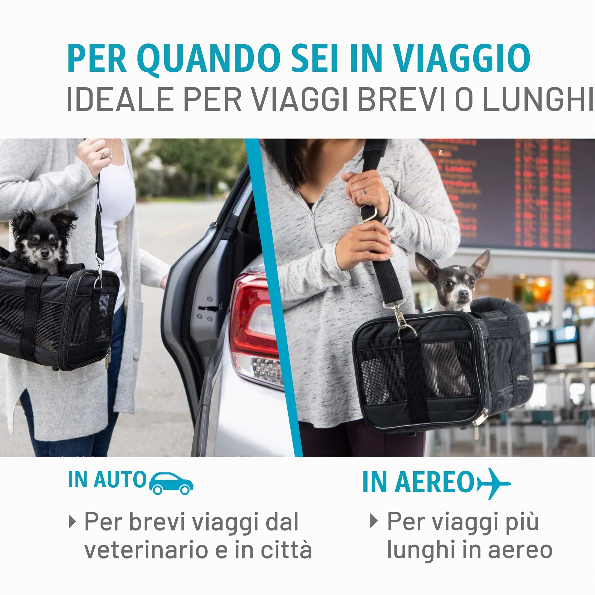 Sherpa, Zaino da viaggio per animali domestici, approvato dalla compagnia aerea, lavabile in lavatrice, finestre in rete, serrature di sicurezza, telaio a molla, grigio