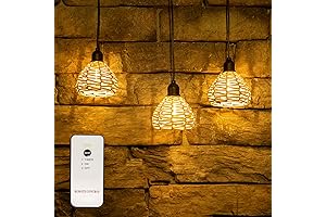 3 Pack Small Battery Operated Chandelier, Dimmable LED Hanging Rattan Pendant Lights