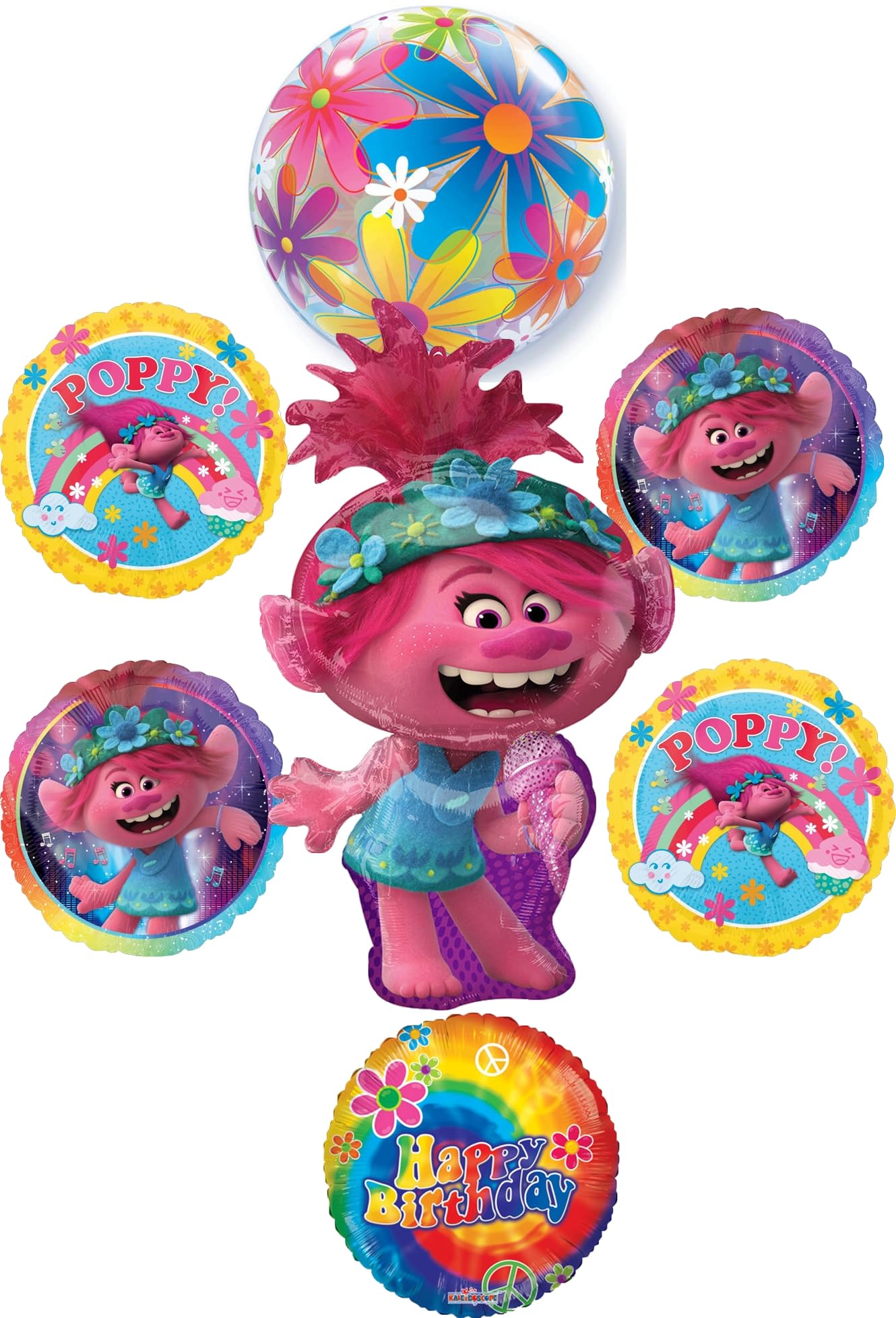 Anagram Trolls Poppy Birthday Party Balloon Bouquet Decorations Peace and Love, BQ_4266
