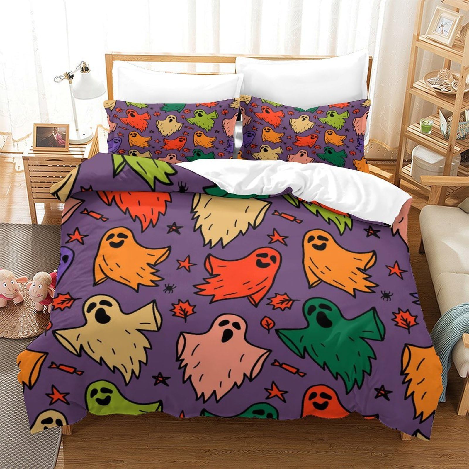 Housse de couette fantôme 260x220cm en microfibre 3D pour lit double