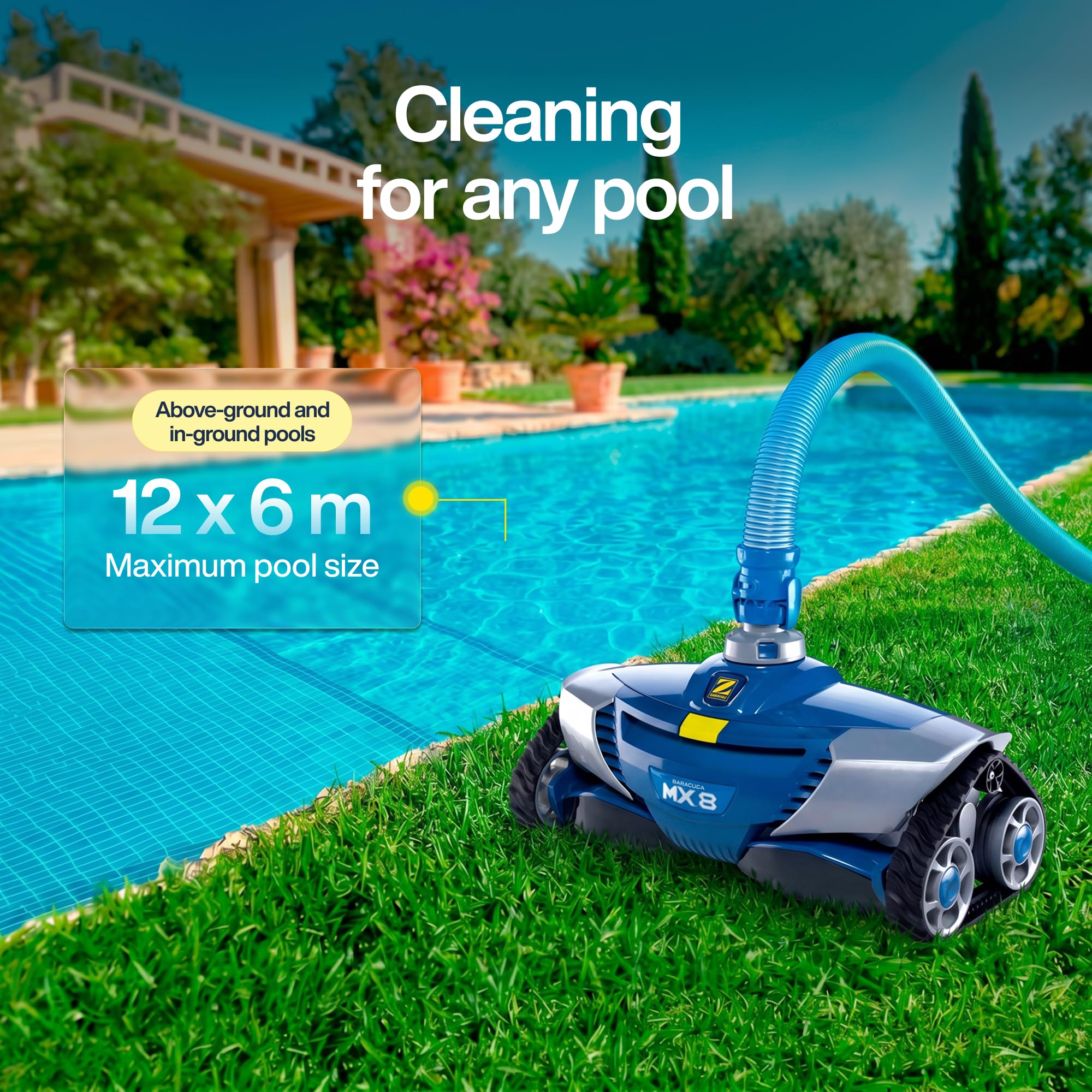 Zodiac Hydraulischer Poolreiniger MX8, Boden und Wände, Raupenantrieb, Für Becken bis max. 12 x 6 m, W70668