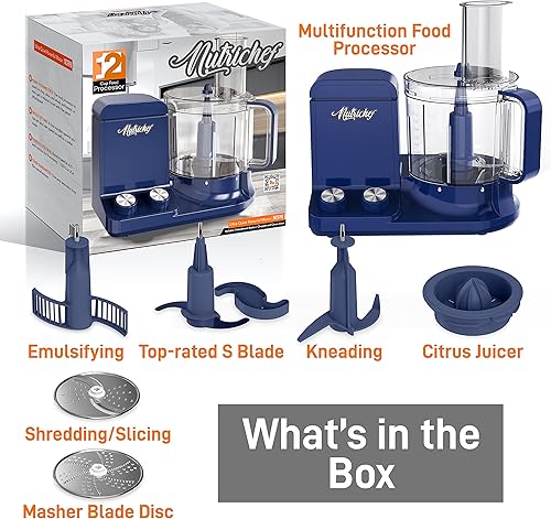 Miniatura 7 de NutriChef Procesador de alimentos de 2 litros de capacidad, motor multiusos y ultra silencioso, incluye 6 cuchillas de fijación y pies de silicona