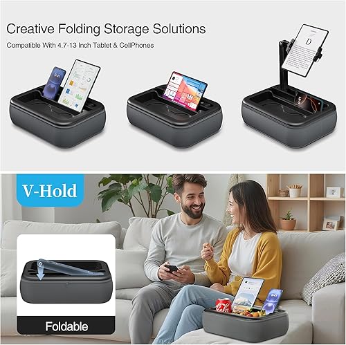 Miniatura 3 de V-Hold - Soporte de almohada para tableta, soporte de almohada Kindle con cuenco para aperitivos, soporte para tablet para regazo en la cama para