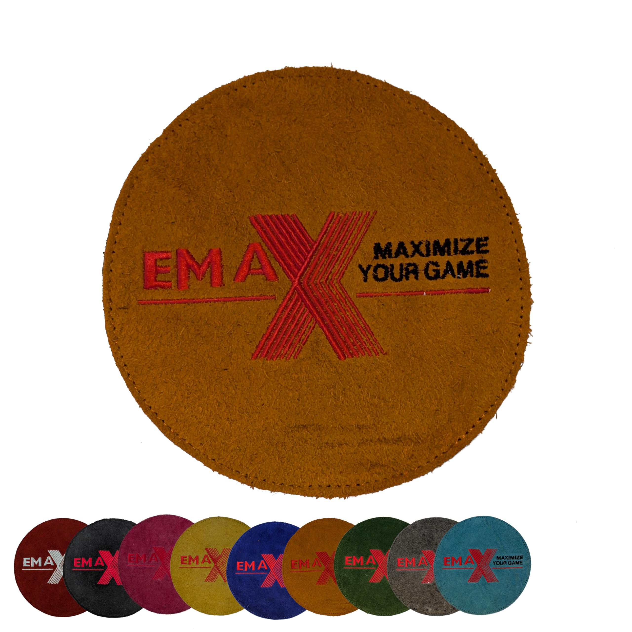 EMAX | Serviette de bowling Shammy | Forme ronde | Tampon de nettoyage pour boules de bowling | Tissu de bowling en cuir | Accessoires de bowling | Chiffon de soin de balle | 9 couleurs (orange)