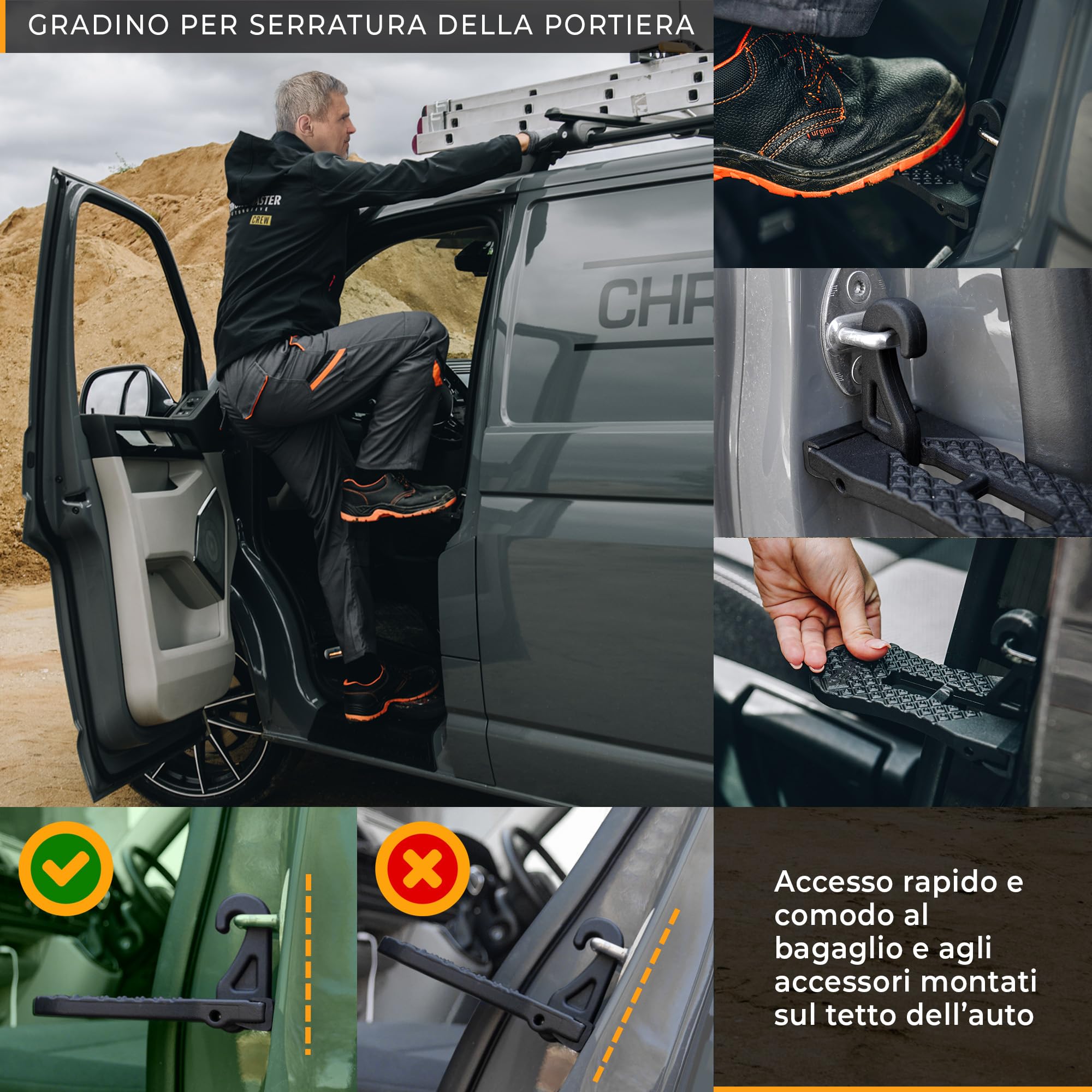 CHROMEMASTER Portapacchi da Tetto, Barre Tetto; Compatibile con SsangYong Rexton W 2013-2017; Per il Trasporto di Box da Tetto, Portabiciclette, Scala | Struttura Leggera e Resistente in Alluminio