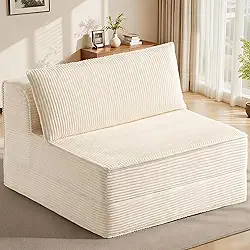 Sofá-cama conversível, sofá-cama dobrável com travesseiro, sofá-cama dobrável com suporte para as costas, cadeira portátil, sofá confortável para sala de estar, quarto, quarto de hóspedes, bege