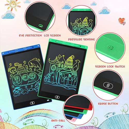 Miniatura 3 de Paquete de 12 tabletas de escritura LCD para niños de 10 pulgadas borrables, almohadillas de dibujo electrónicas, tabletas de pintura reutilizables
