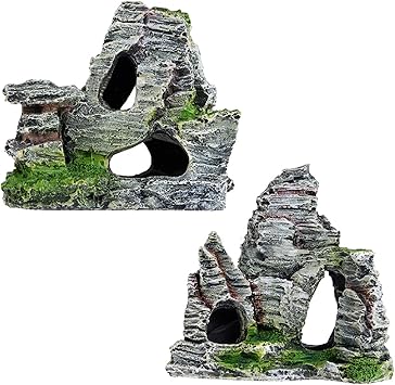Amazon フェアリーテール 水槽オブジェ オーナメント 岩 アクアリウム 模型 熱帯魚 飾り 装飾 2種セット 黒色 フェアリーテール オーナメント 通販