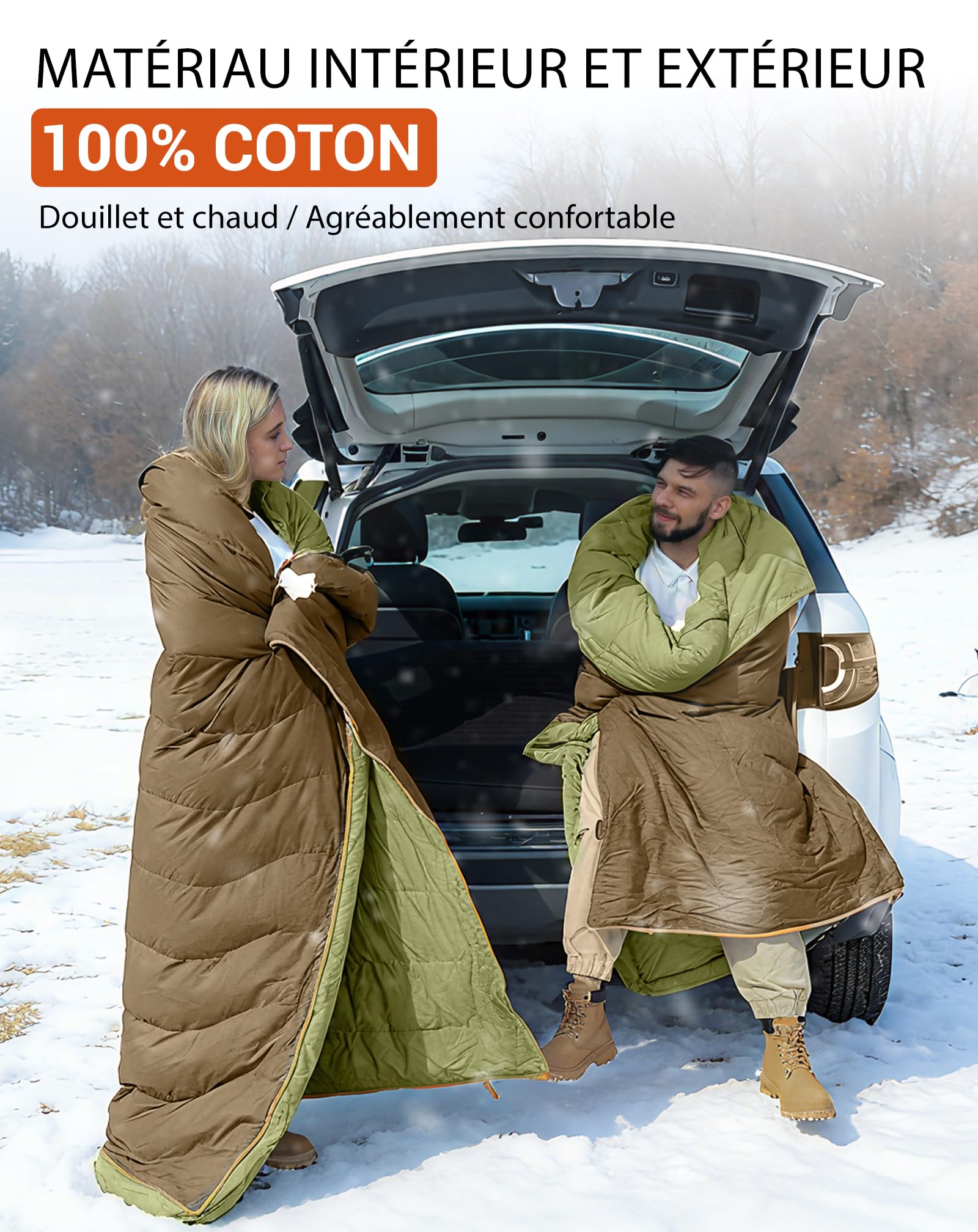 KingCamp Sac de Couchage 3-4 Saisons en Duvet et Coton, Sac De Couchage Sarcophage, Sac de Couchage Adulte Enfant Compact Hiver pour Camping Voyage Tentes Randonnée Extérieur Intérieur