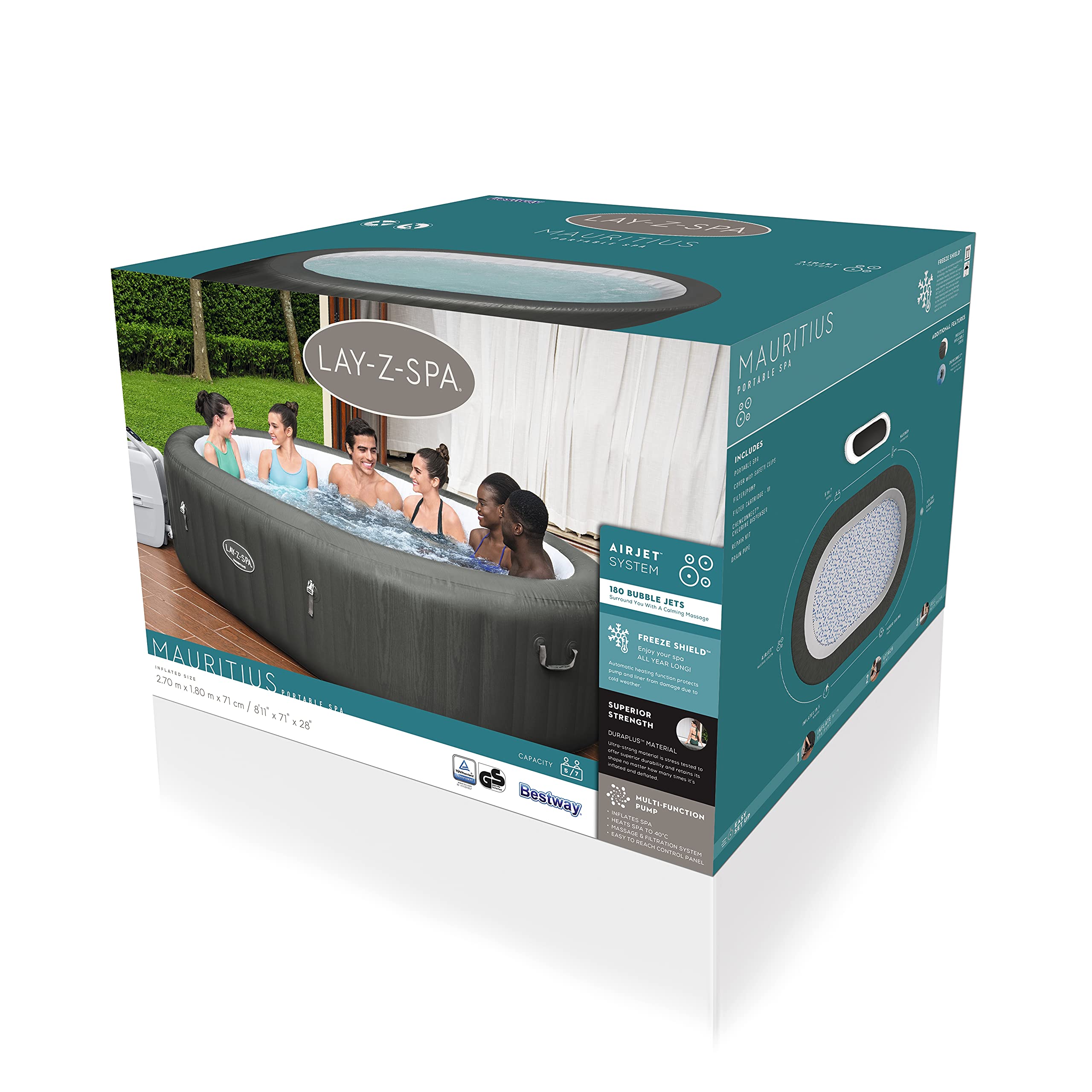 Bestway Lay-Z-Spa® Mauritius Airjet™ 270 x 180 x 71 cm, 5-7 Personnes - 3